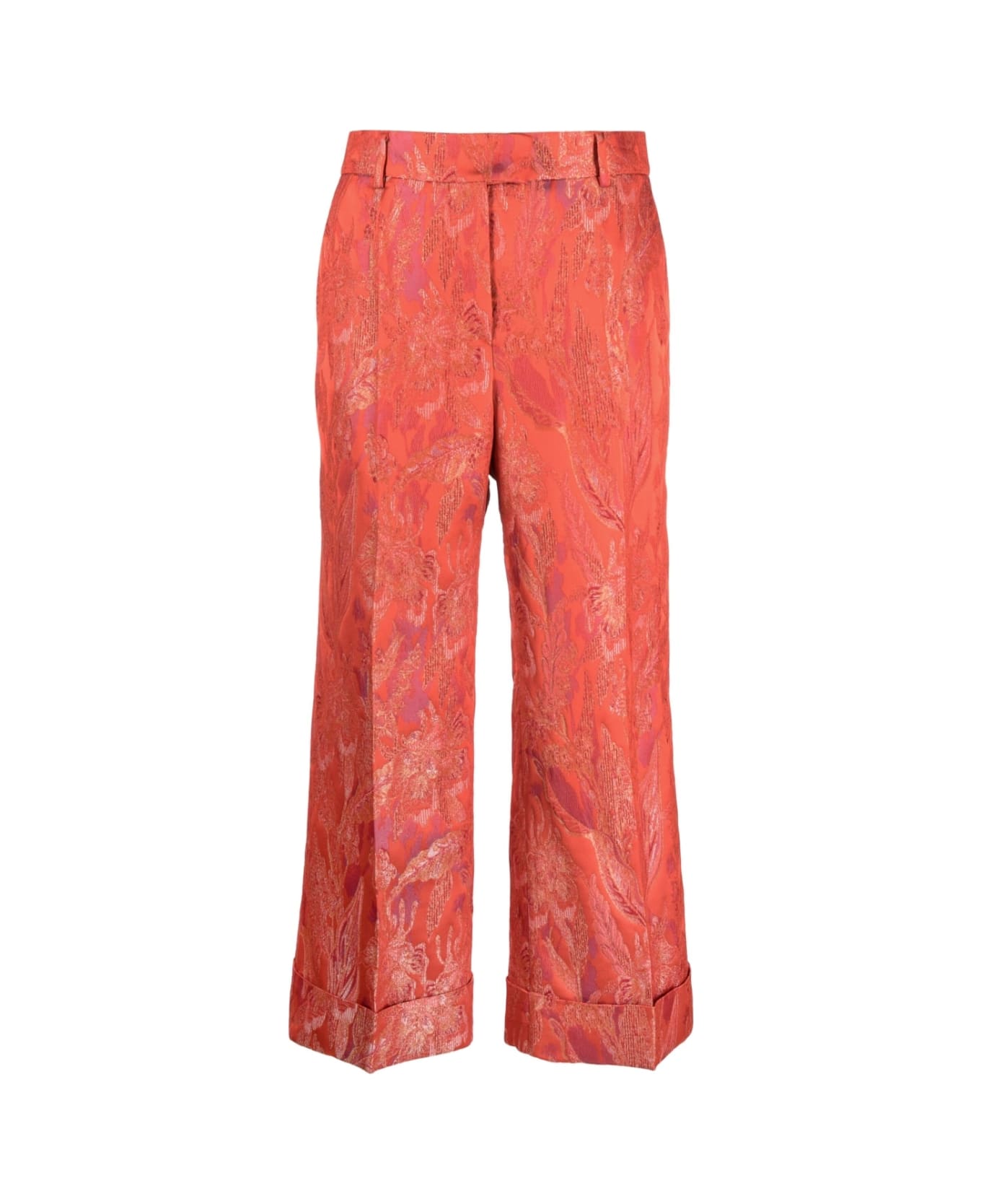 Alberto Biani Floral Print Jacquard Trousers - Red ボトムス