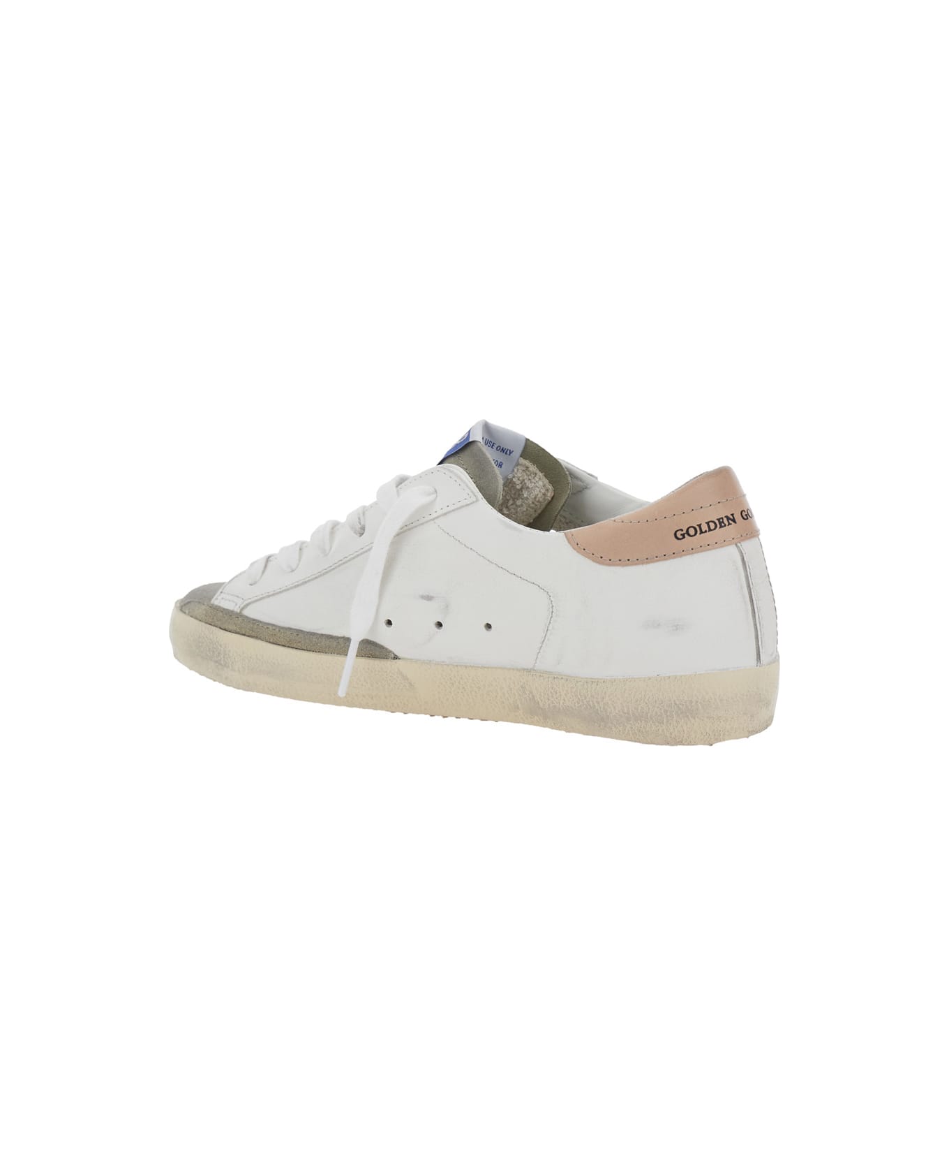 Golden Goose Super-star Leather Upper And Heel Suede Toe Glitter Star - White