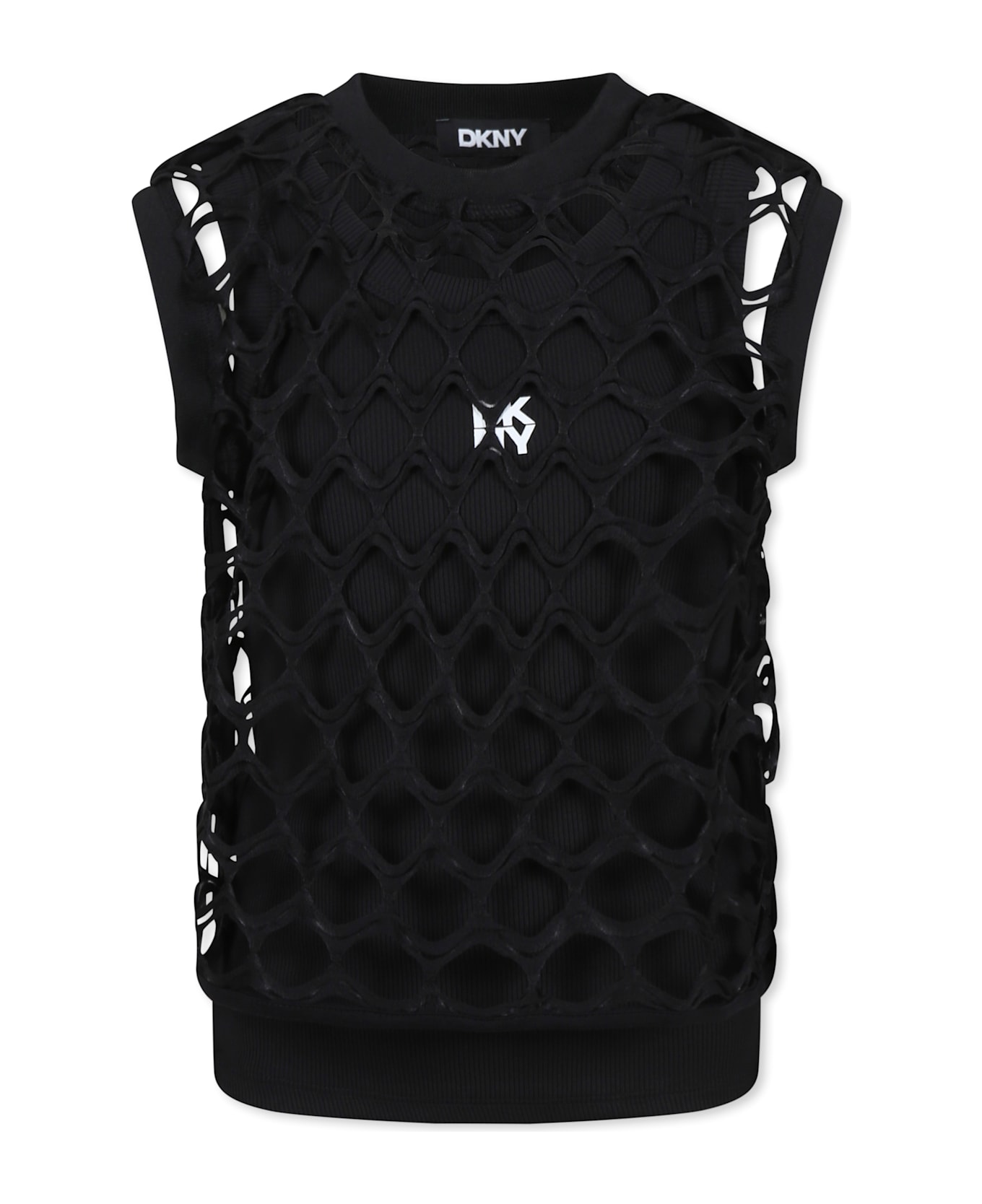 DKNY Black Top For Girl With Logo - Black