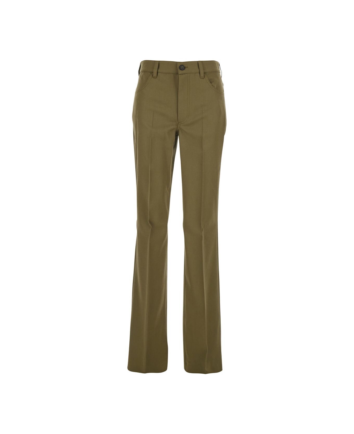 The Attico Green Trousers With Belt Loops And Logo On The Back In Fabric Woman