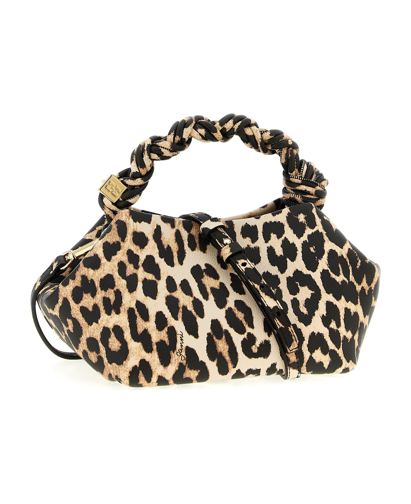 Ganni 'small Bou Bag Leopard' Handbag - Brown