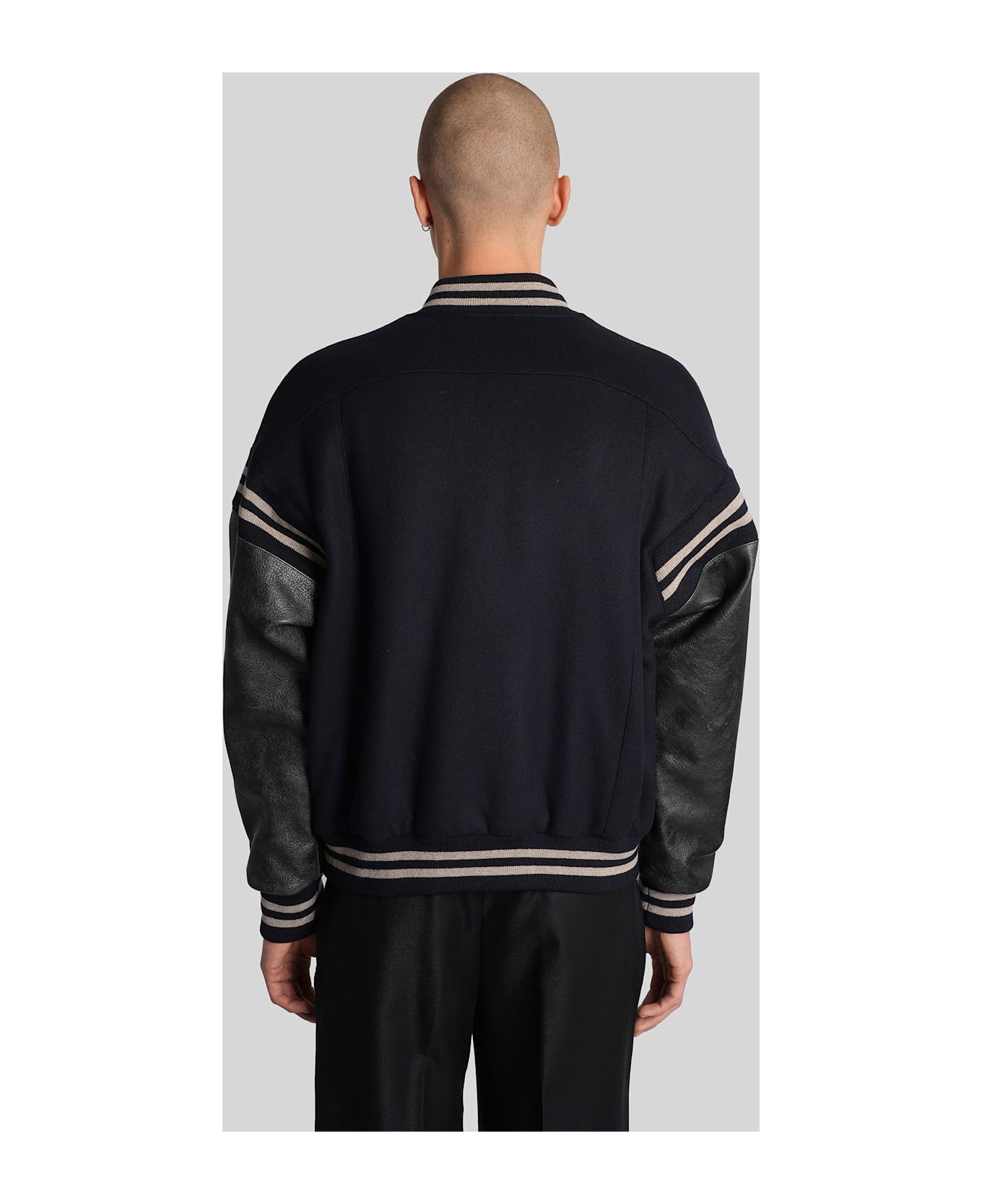 Paura Stan Bomber Bomber Jacket In Blue Wool - blue