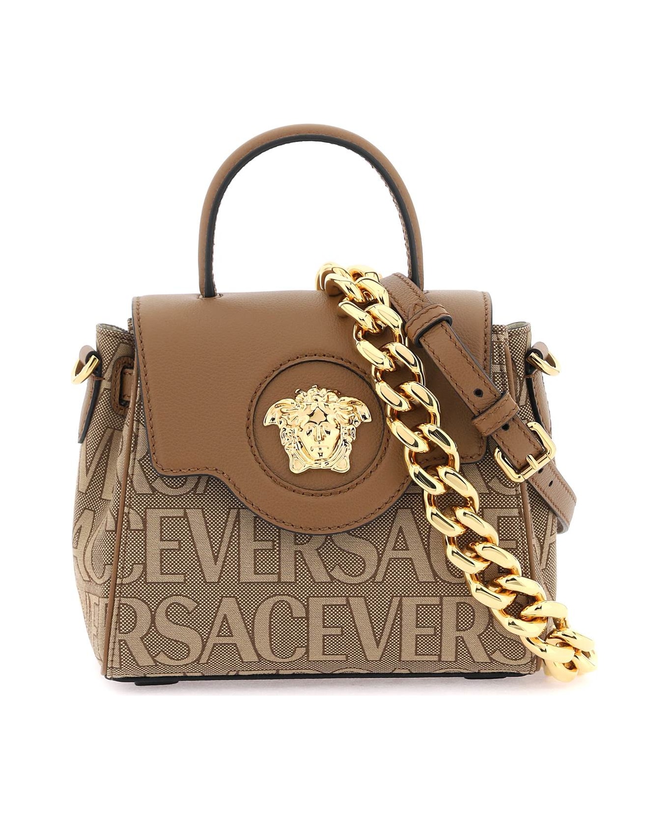 Versace La Vacanza 'la Medusa' Capsule Handbag - V Beige Brown Versace Gold