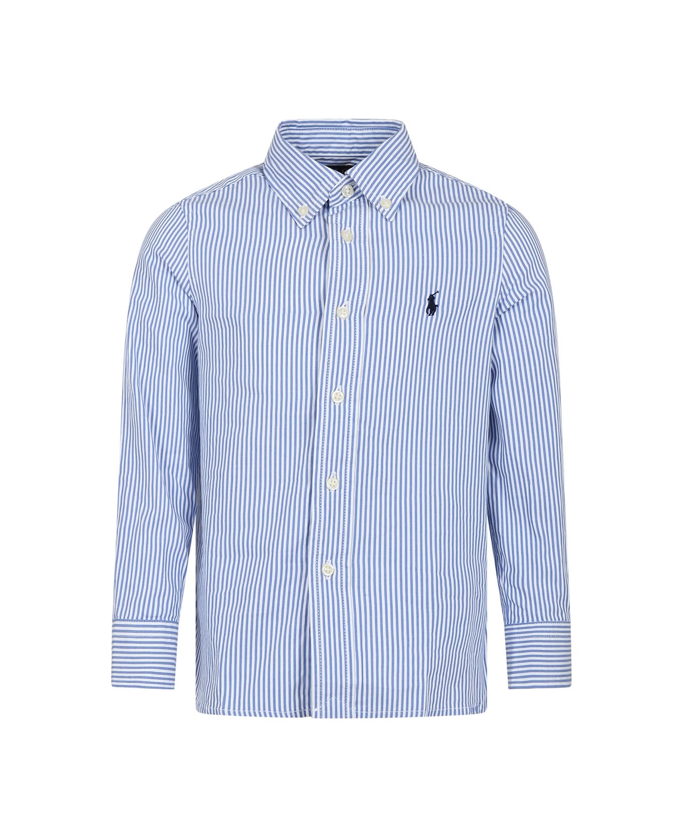 Ralph Lauren Light Blue Shirt For Boy With Logo - Light Blue シャツ