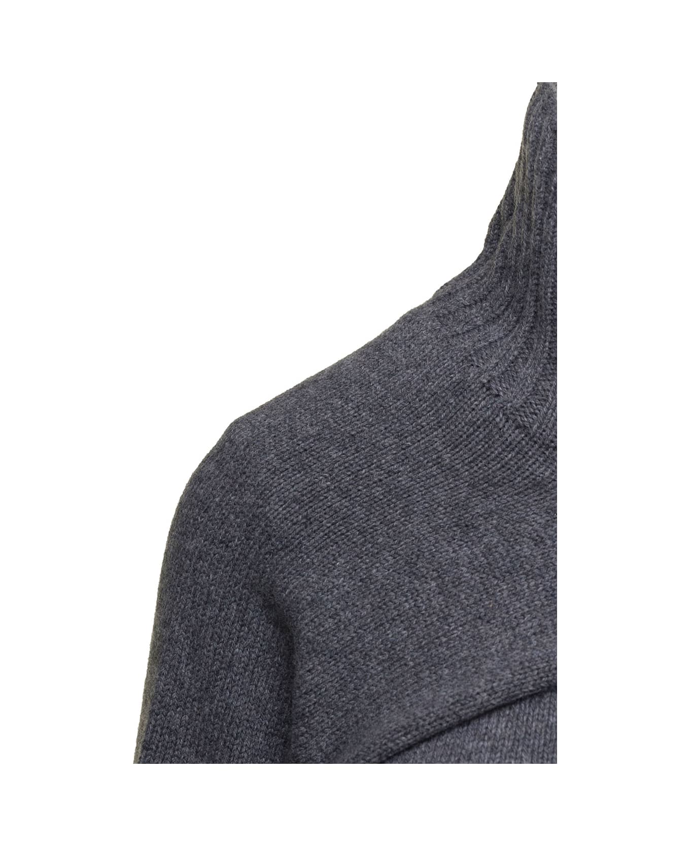Jil Sander Grey Two-piece Sweater With High-neck In Wool Woman - Grey