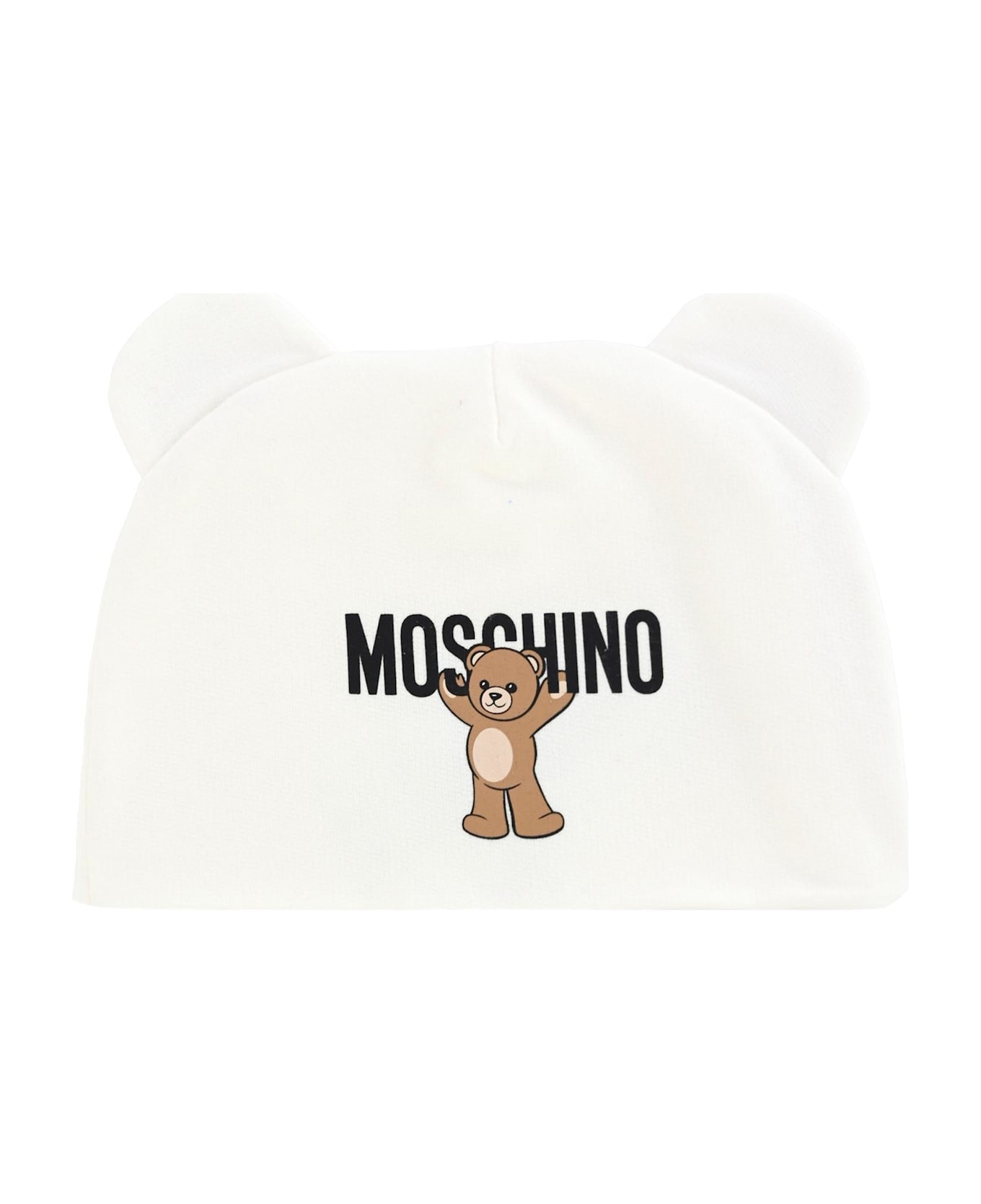 Moschino Ivory Hat For Babykids With Teddy Bear - Ivory