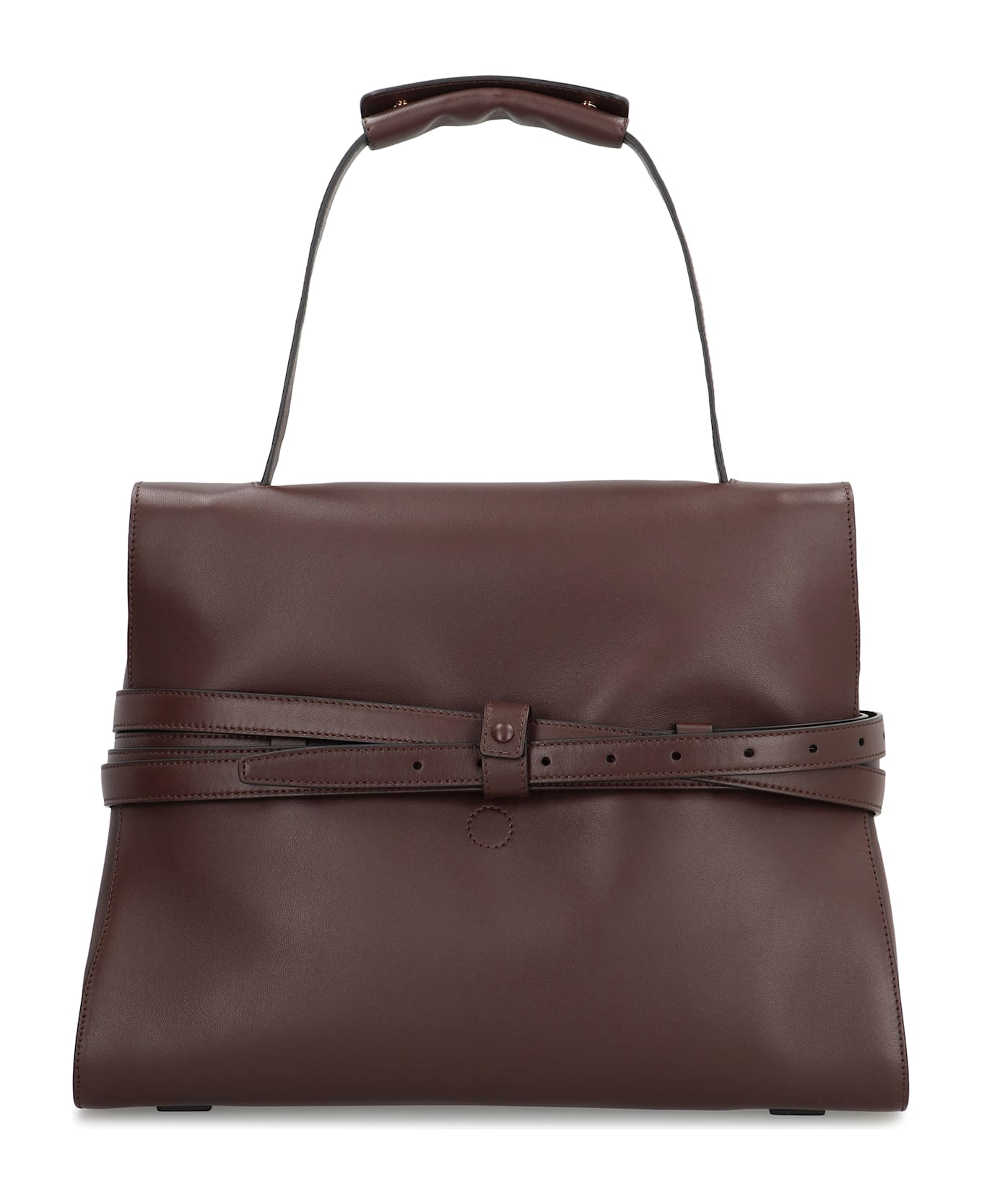 Moschino Tie Me Leather Handbag - brown