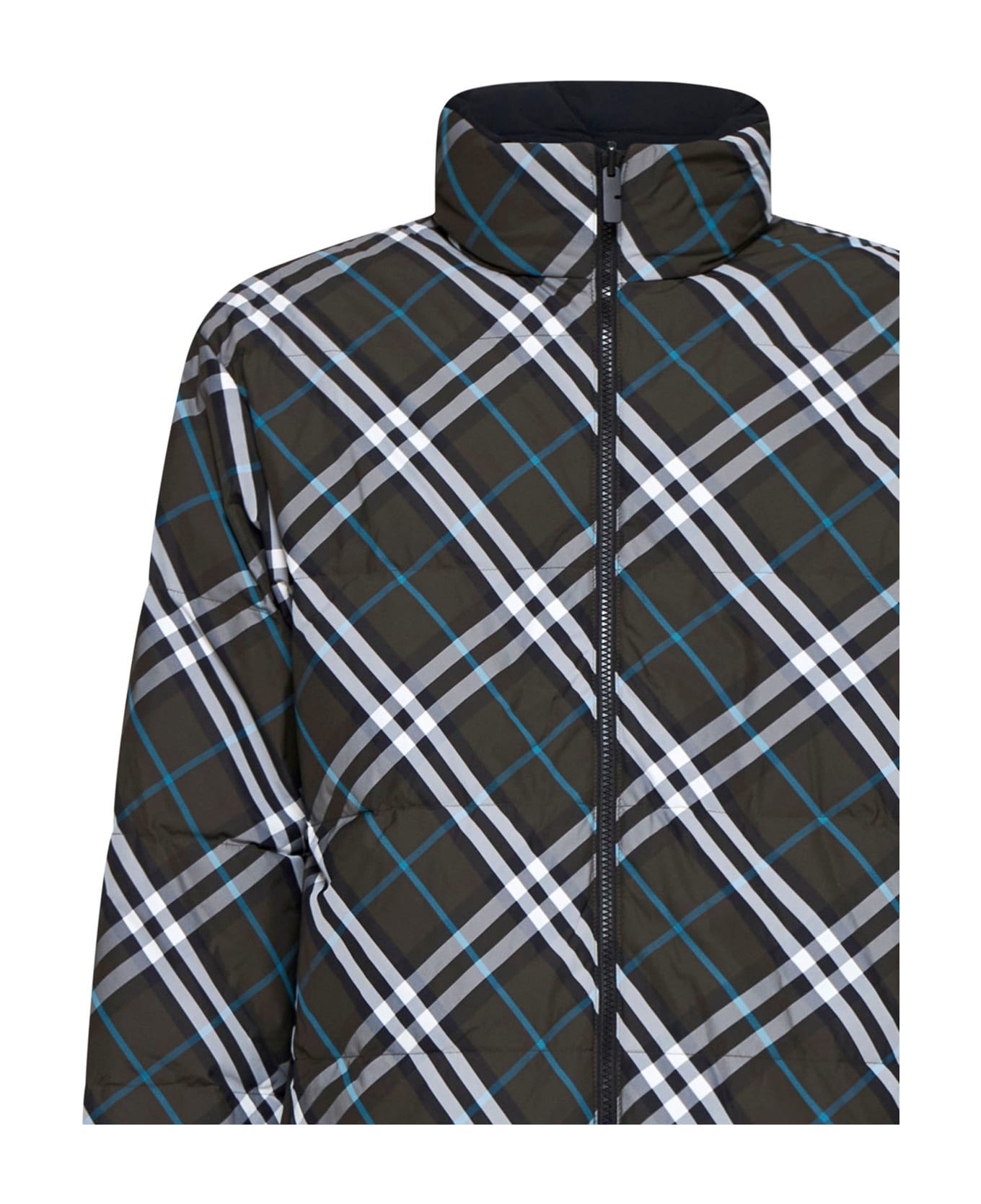 Burberry High-neck Zip-up Checked Jacket - Snug Ip Check