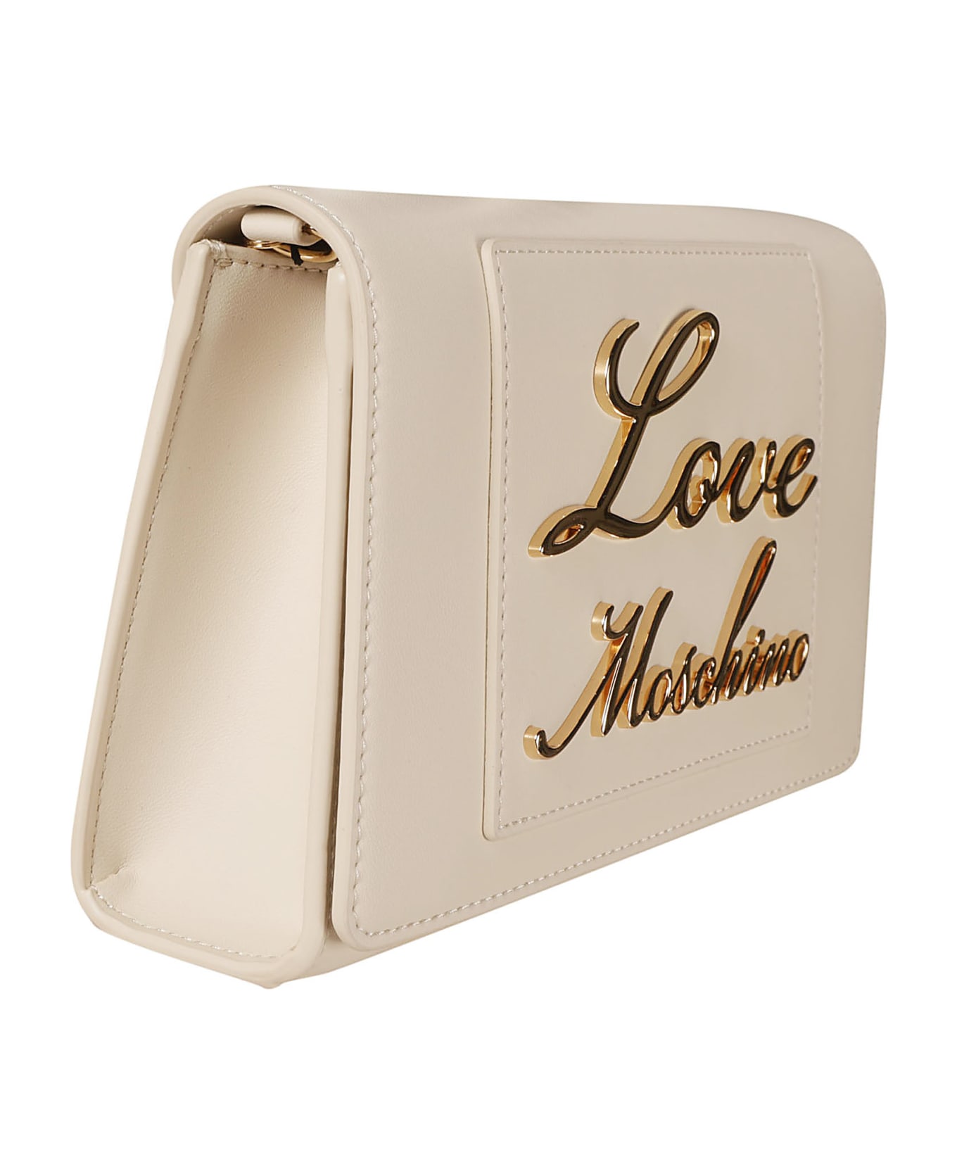 Love Moschino Signature Logo Plaque Shoulder Bag - Avorio