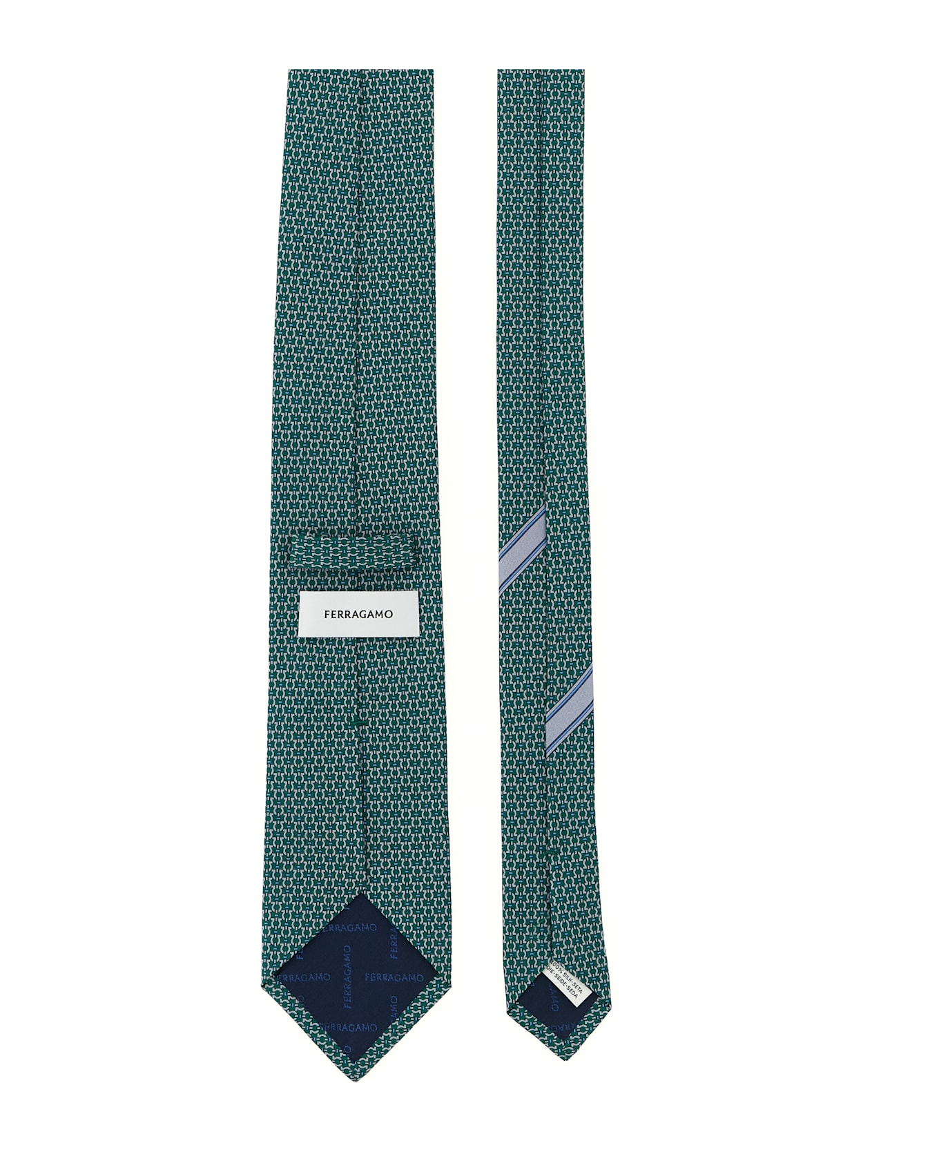 Ferragamo 'gancini' Print Tie - Green