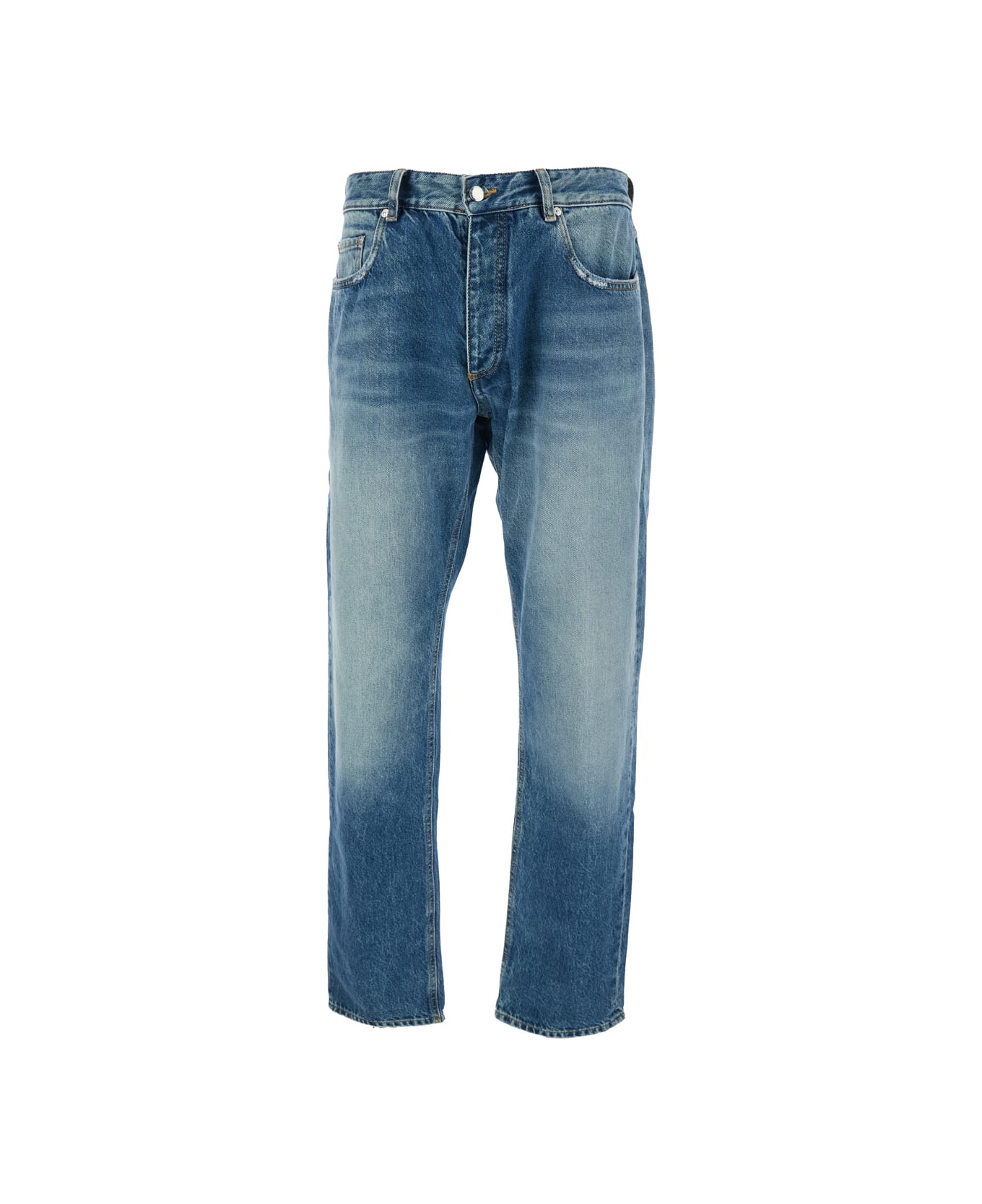 Icon Denim 
kanye
 Light-blue 5-pocket Jeans With Logo Patch In Cotton Denim Man - Light blue