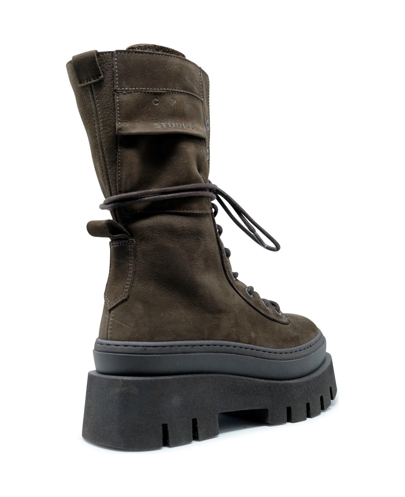 Copenhagen Nabuc Chocolate Lace Up Mid Boots - DARK BROWN