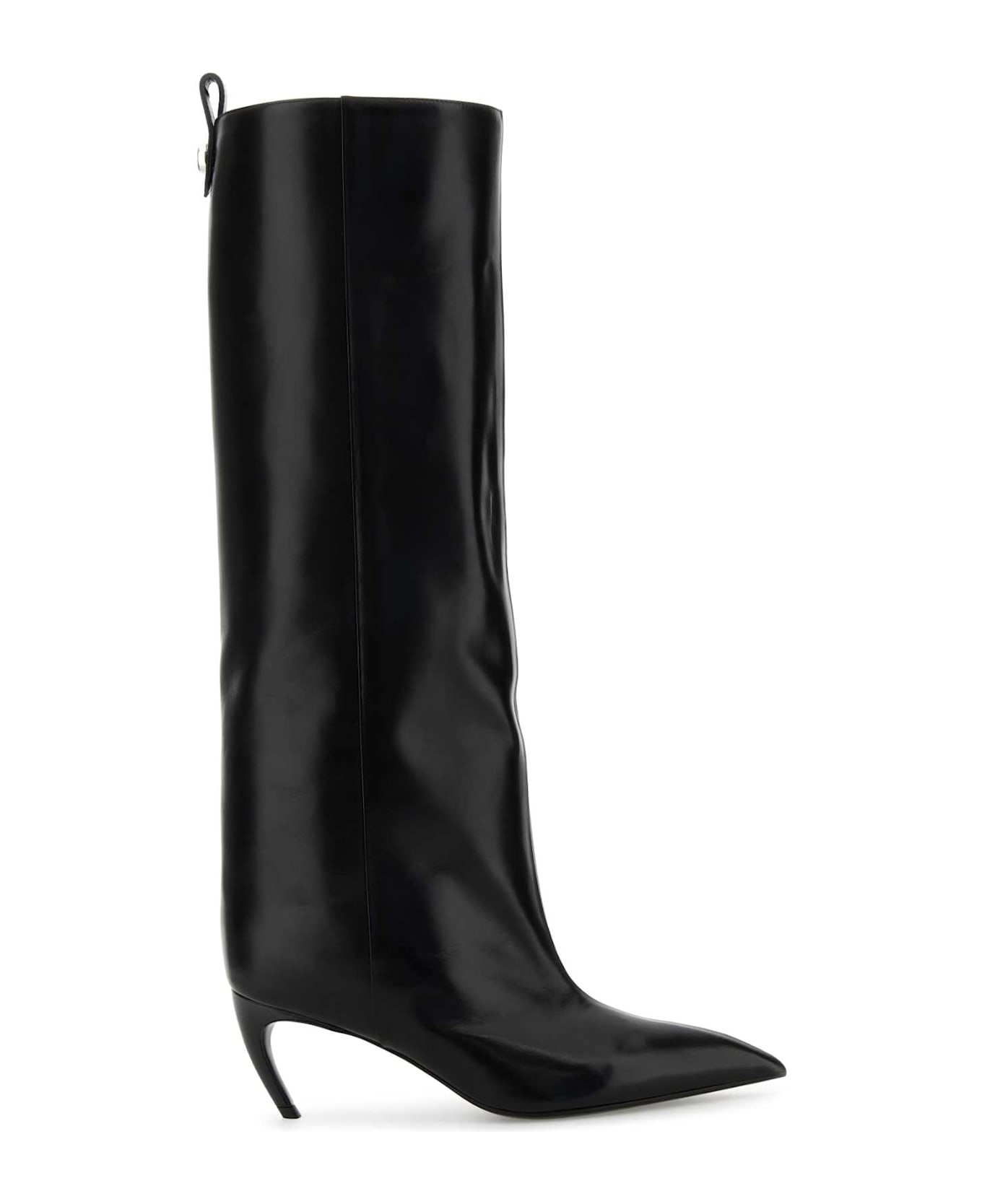 The Attico Black Leather Lea Boots - Black