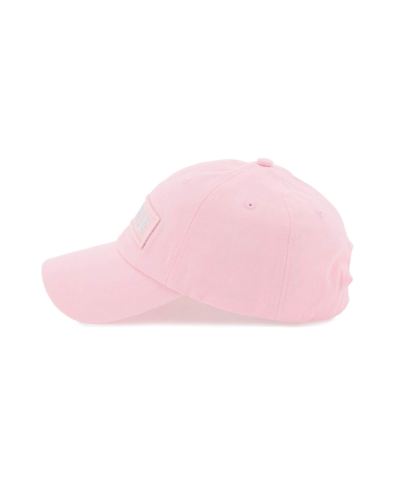 Rotate by Birger Christensen Cotton Baseball White Cap With Rhinestone Logo - ALMOND BLOSSOM (Pink)