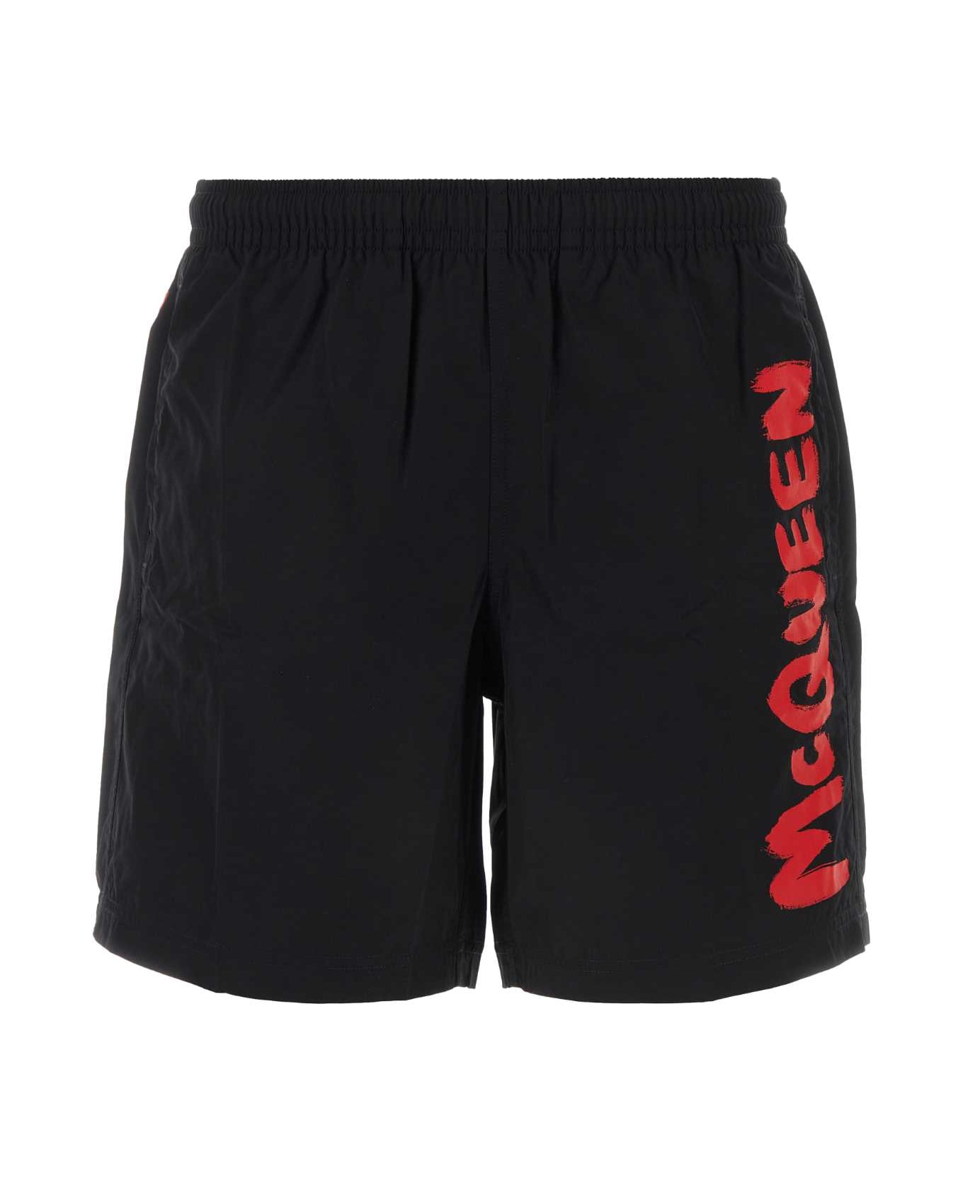 Alexander McQueen Black Nylon Swimming Shorts - BLACKLUSTRED