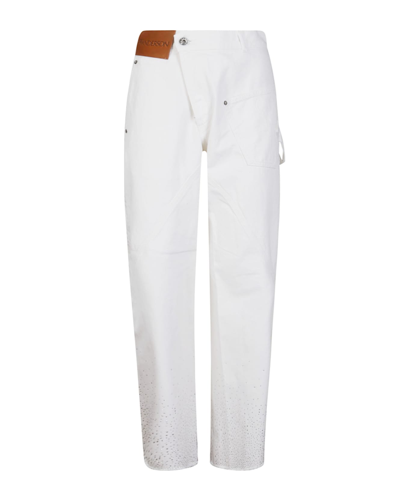 J.W. Anderson Crystal Hem Twisted Jeans - WHITE
