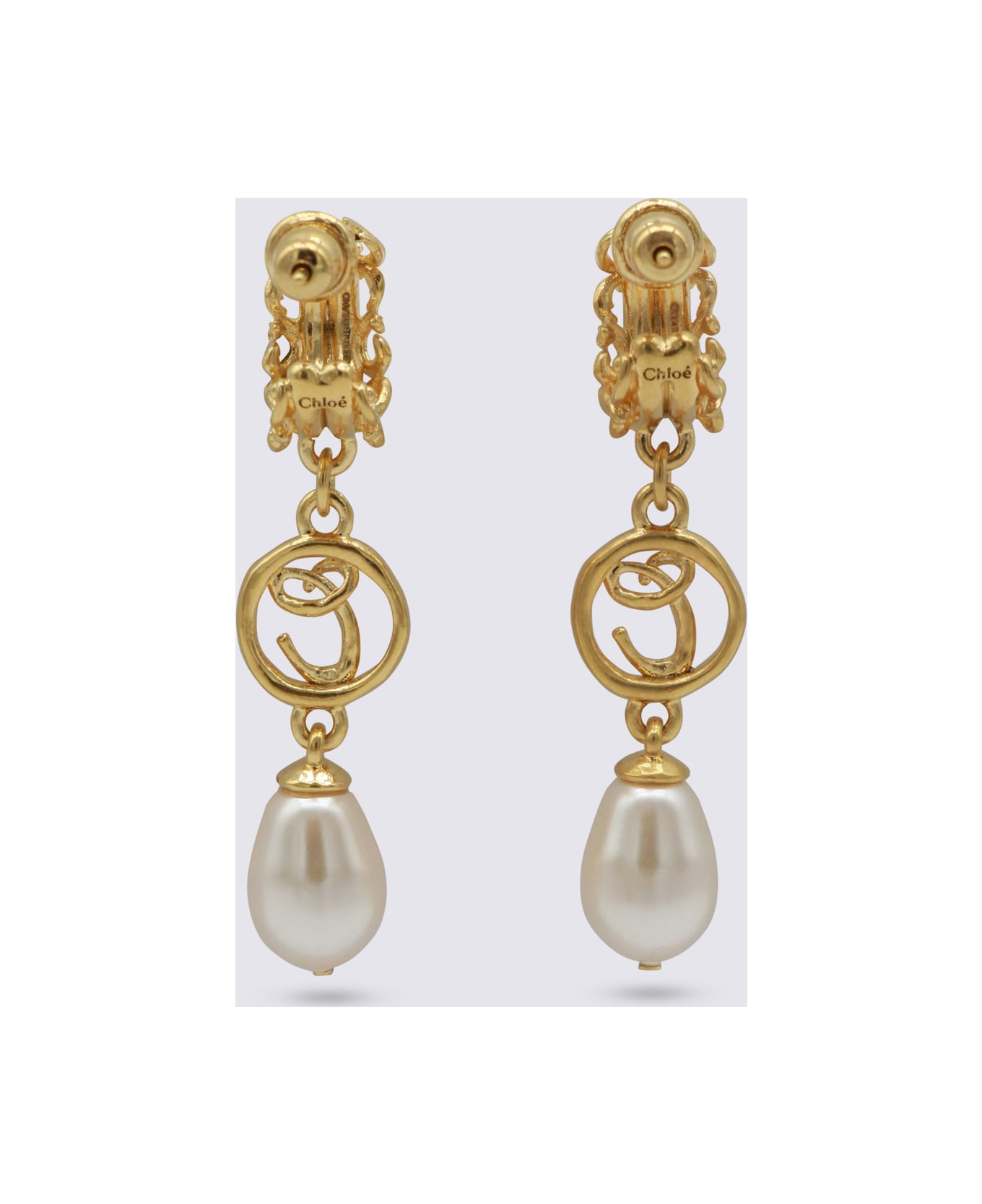 Chloé Gold And Pearly Brass Earrings - GOLD/PEARLY