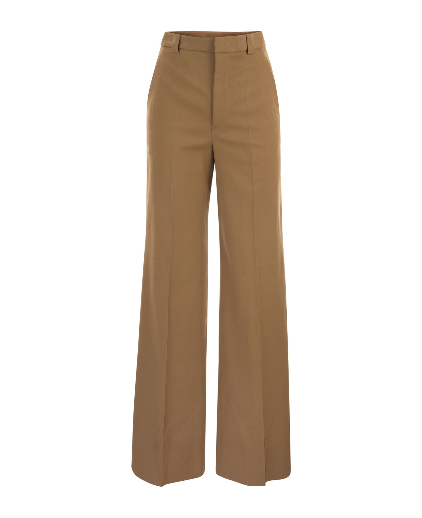 RED Valentino Wide Trousers In Viscose And Wool - Tobacco