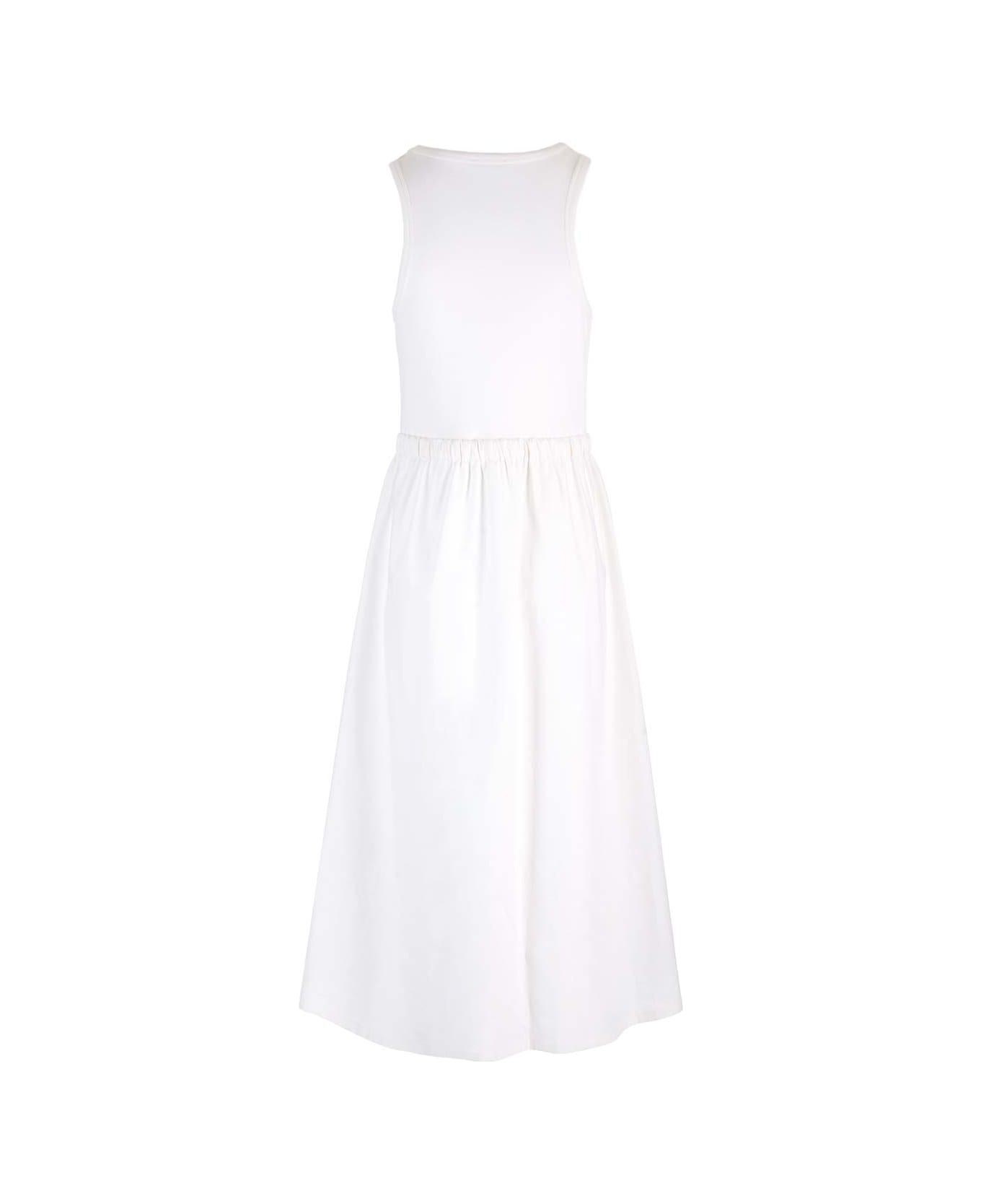 Moncler Midi Dress With Flared Skirt - Nero