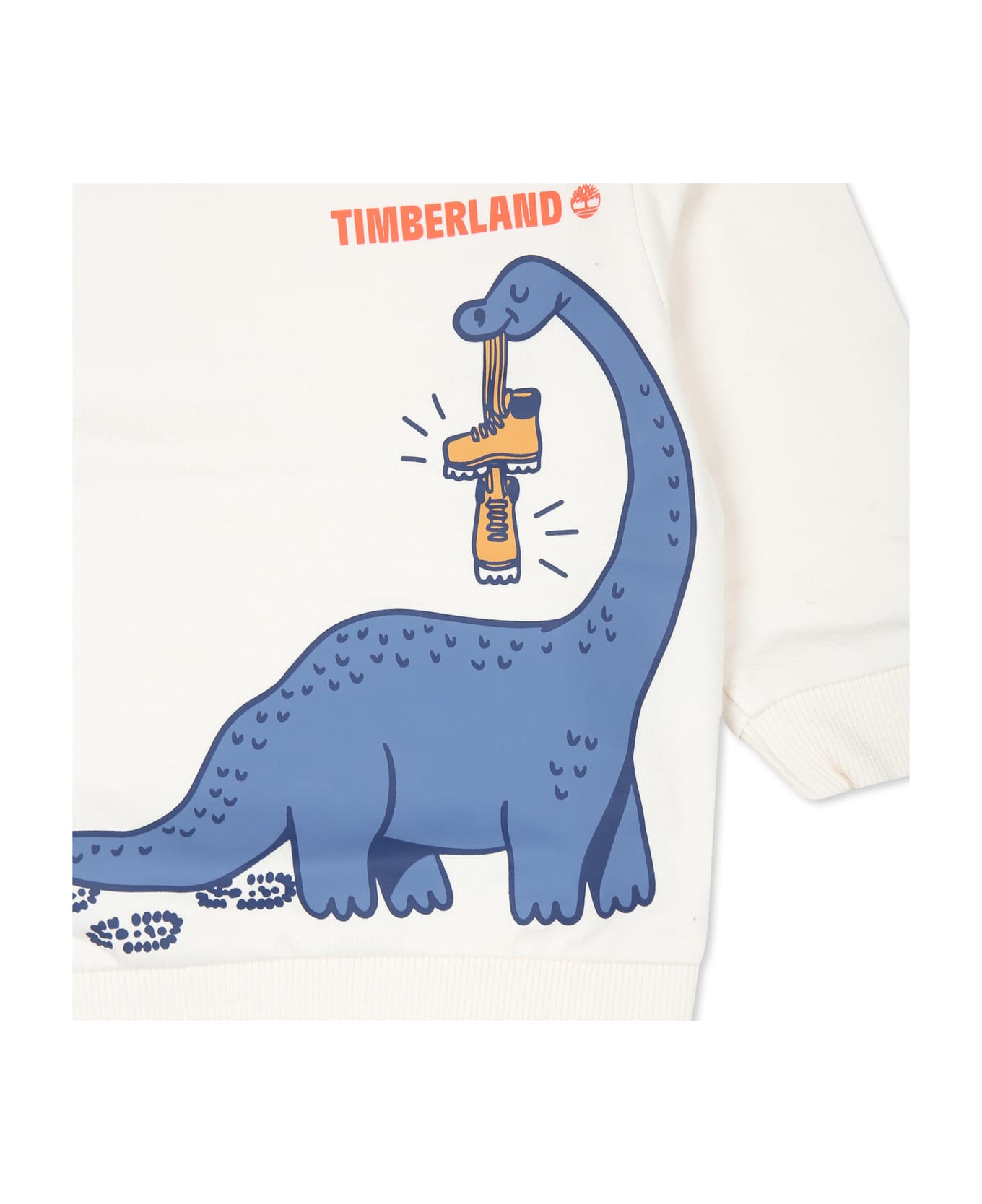 Timberland Ivory Sweatshirt For Baby Boy With Dinosaur Print - Ivory
