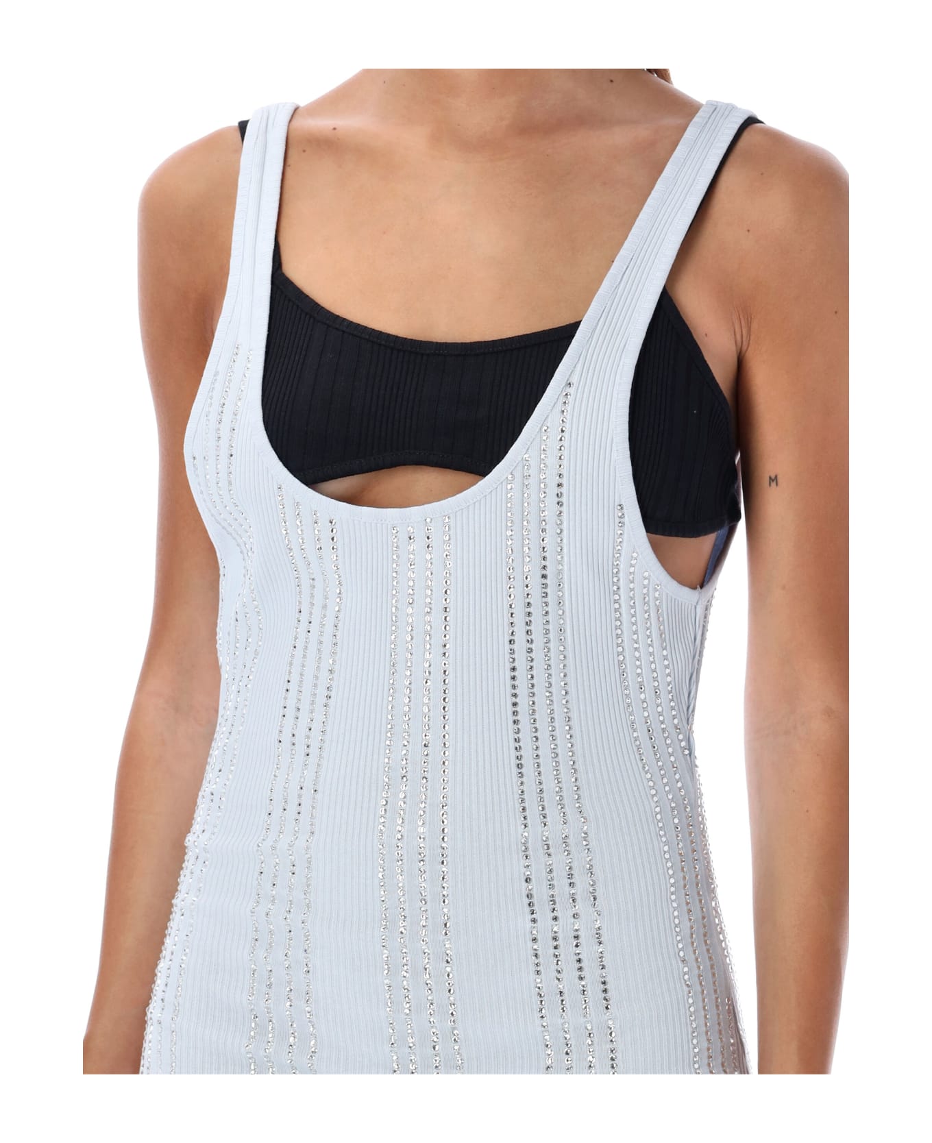 The Attico Jersey Mini Dress Strass - LIGHT BLUE