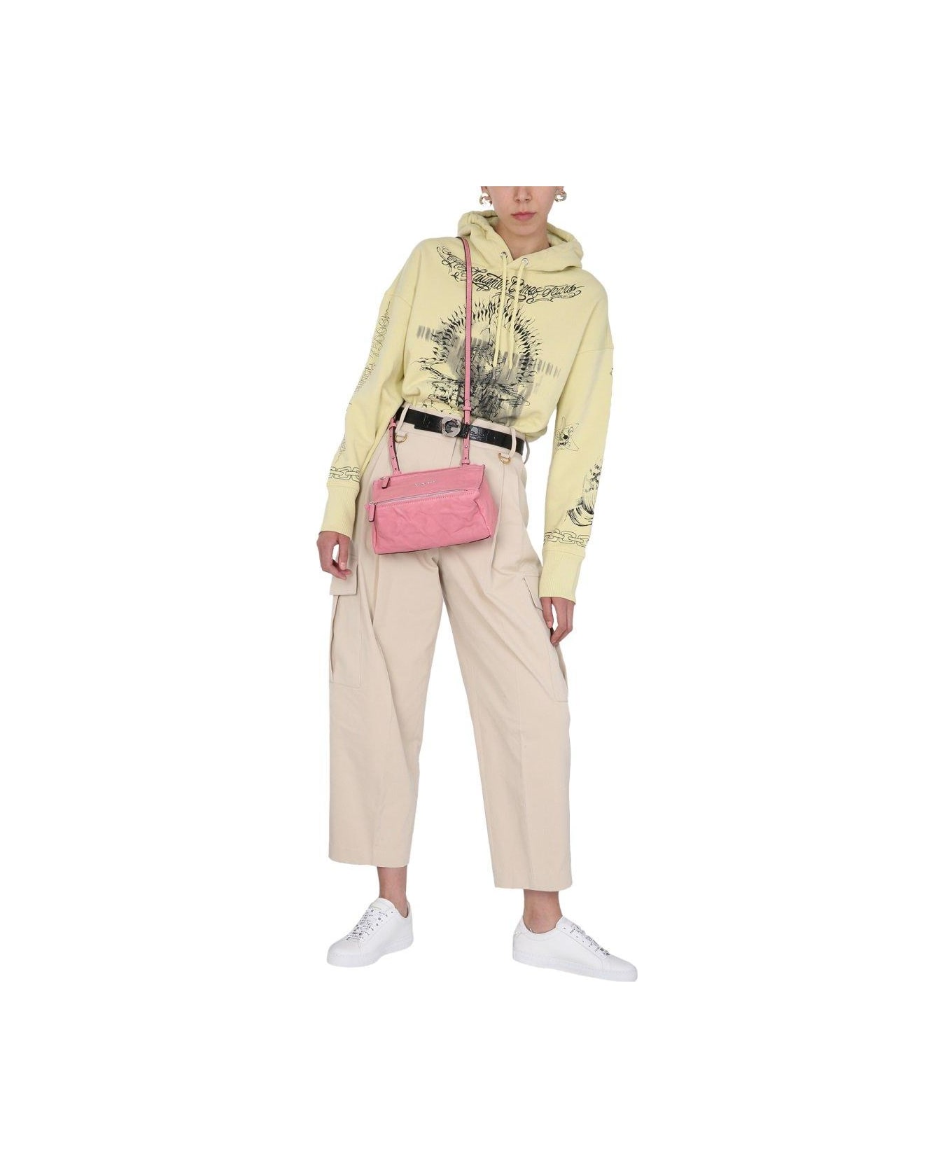 Givenchy Graphic Printed Cropped Hoodie - YELLOW