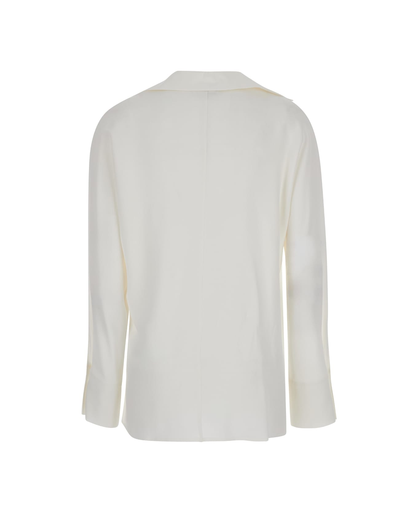 Antonelli 'elva' White Asymmetric Shirt With Cuban Collar In Silk Blend Woman