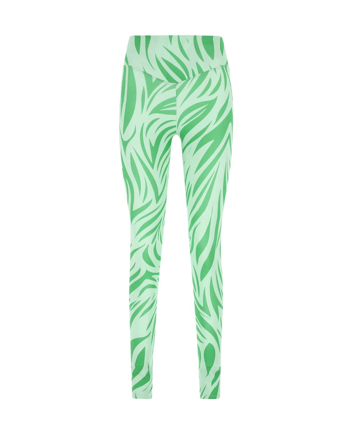 Dépendance Printed Stretch Polyester Leggings - GREEN レギンス