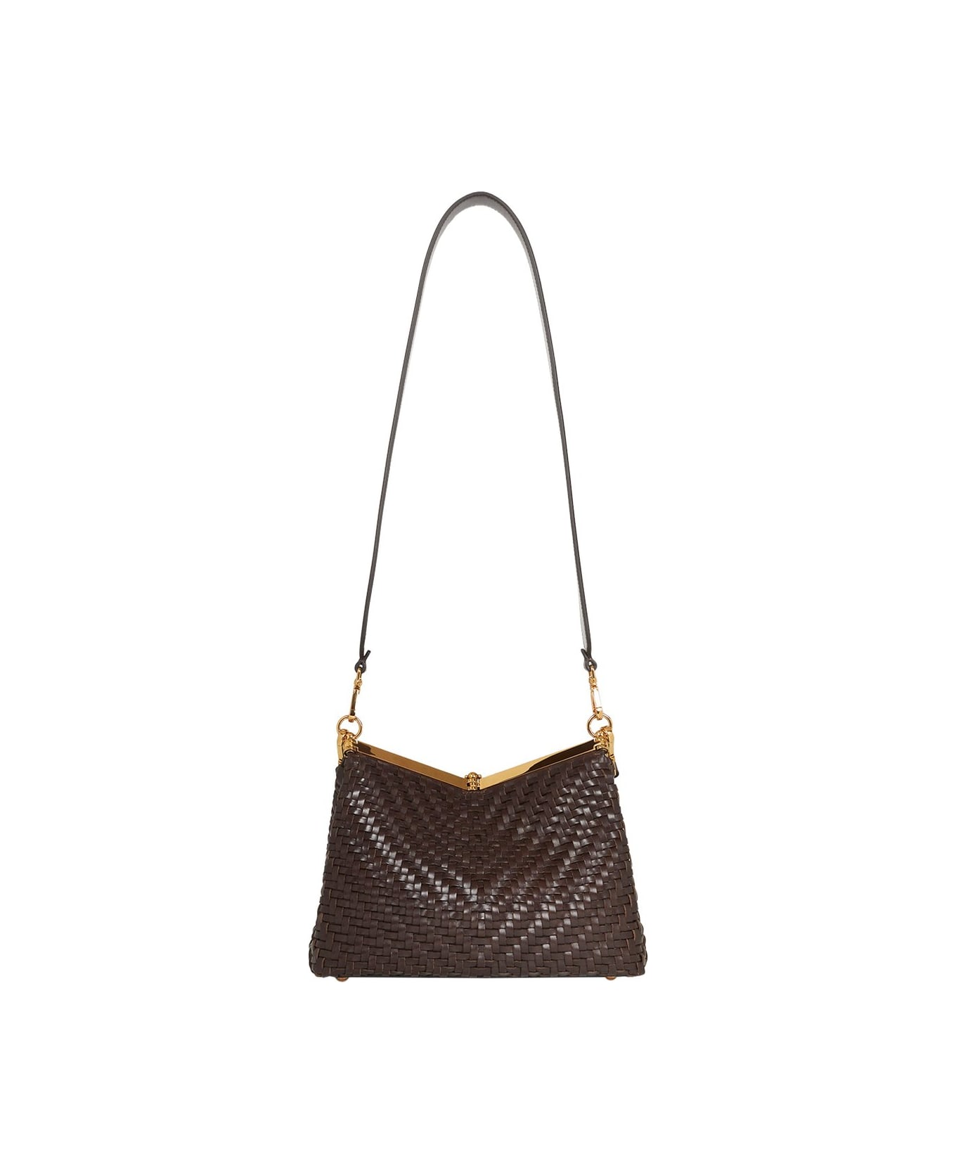 Etro Medium Woven Vela Shoulder Bag - BROWN