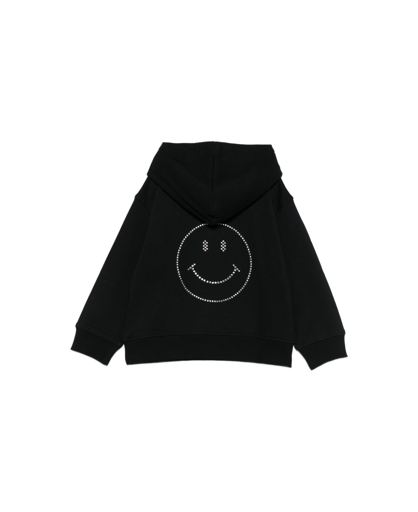 Moschino Kids Sweatshirt With Rhinestones And Smiley Face - Black
