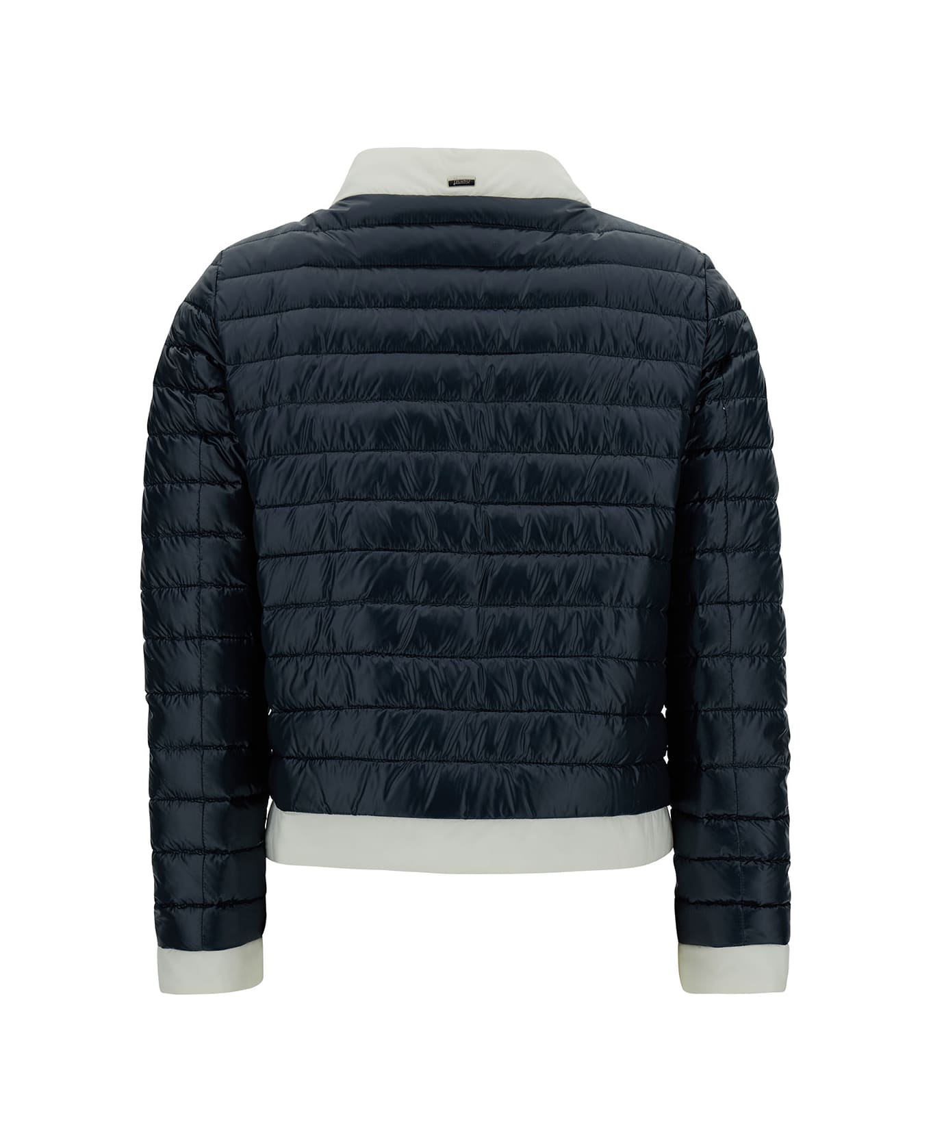 Herno Blue And White Down Jacket With Funnel Neck And Contrasting Details In Polyamide Woman - Blue
