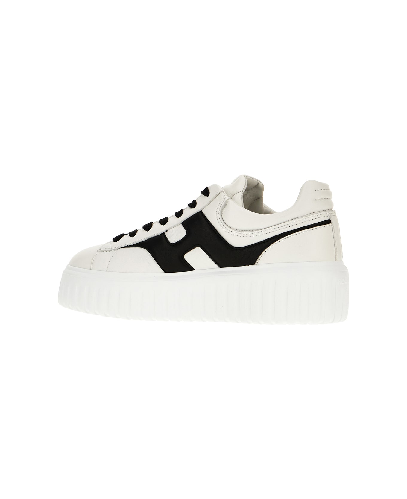 Hogan White Nappa Leather H-stripes Sneakers - BIANCO NERO