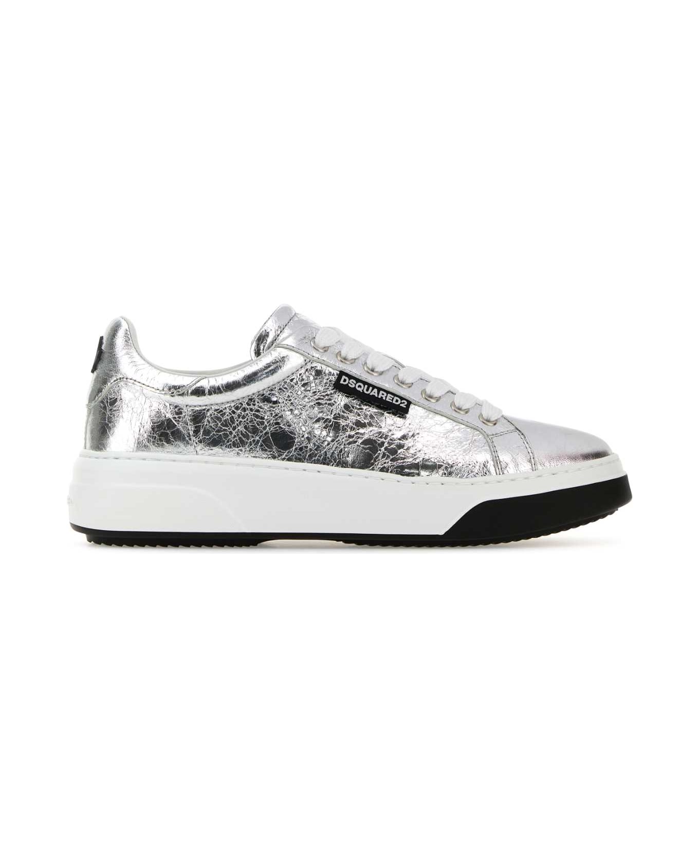 Dsquared2 Silver Leather Bumper Sneakers - ARGENTO