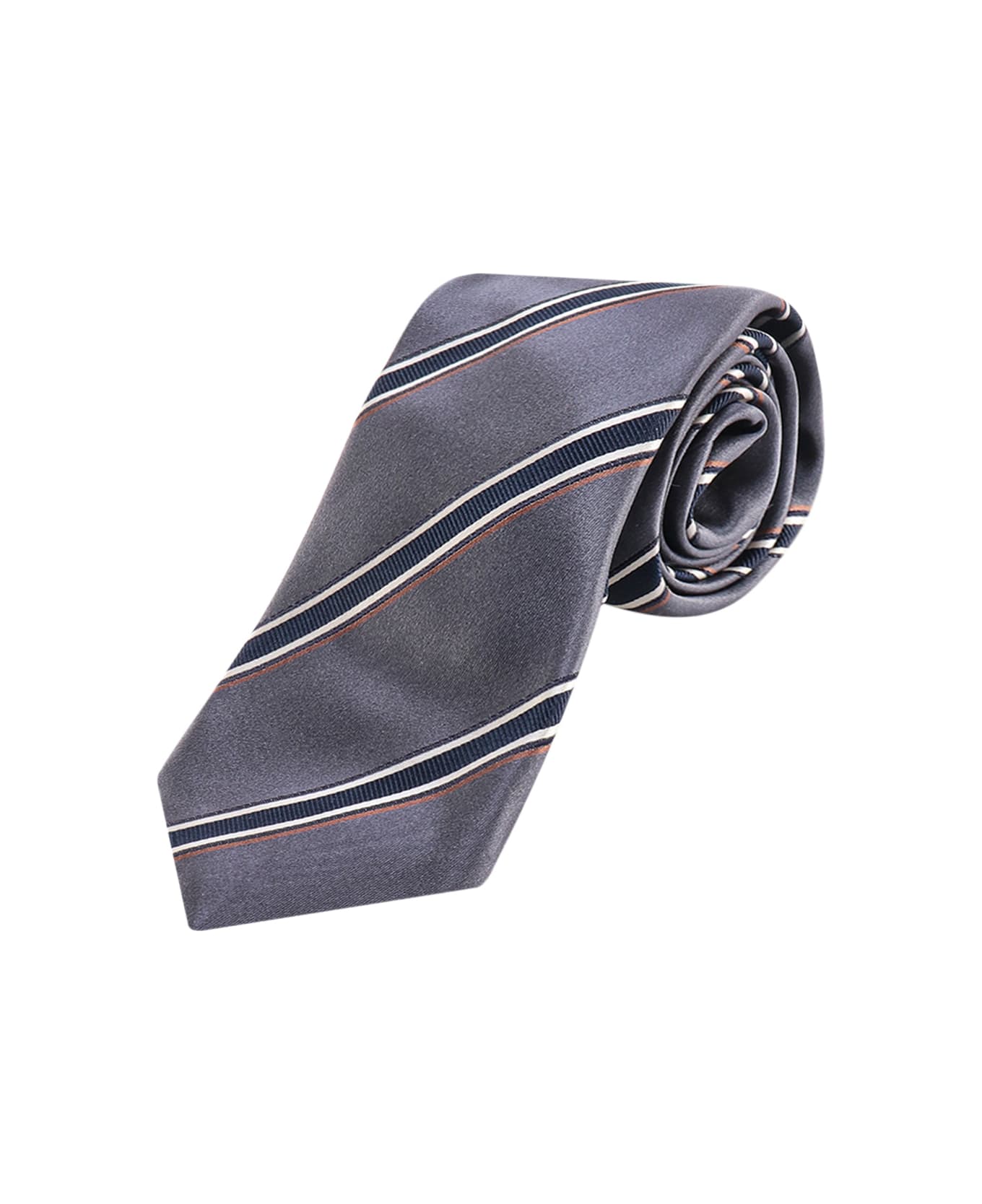 Brunello Cucinelli Multicolor Striped Tie - Blue ネクタイ