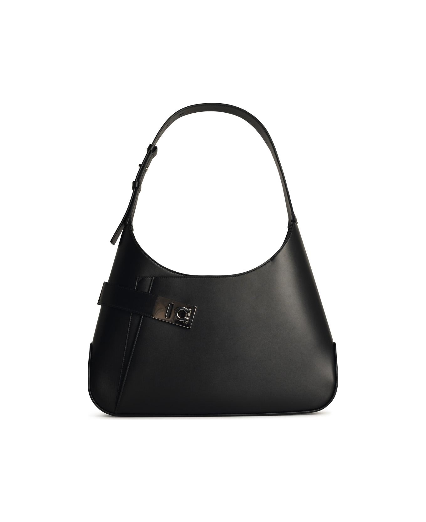 Ferragamo 
arch
 Black Matte Leather Bag - Black