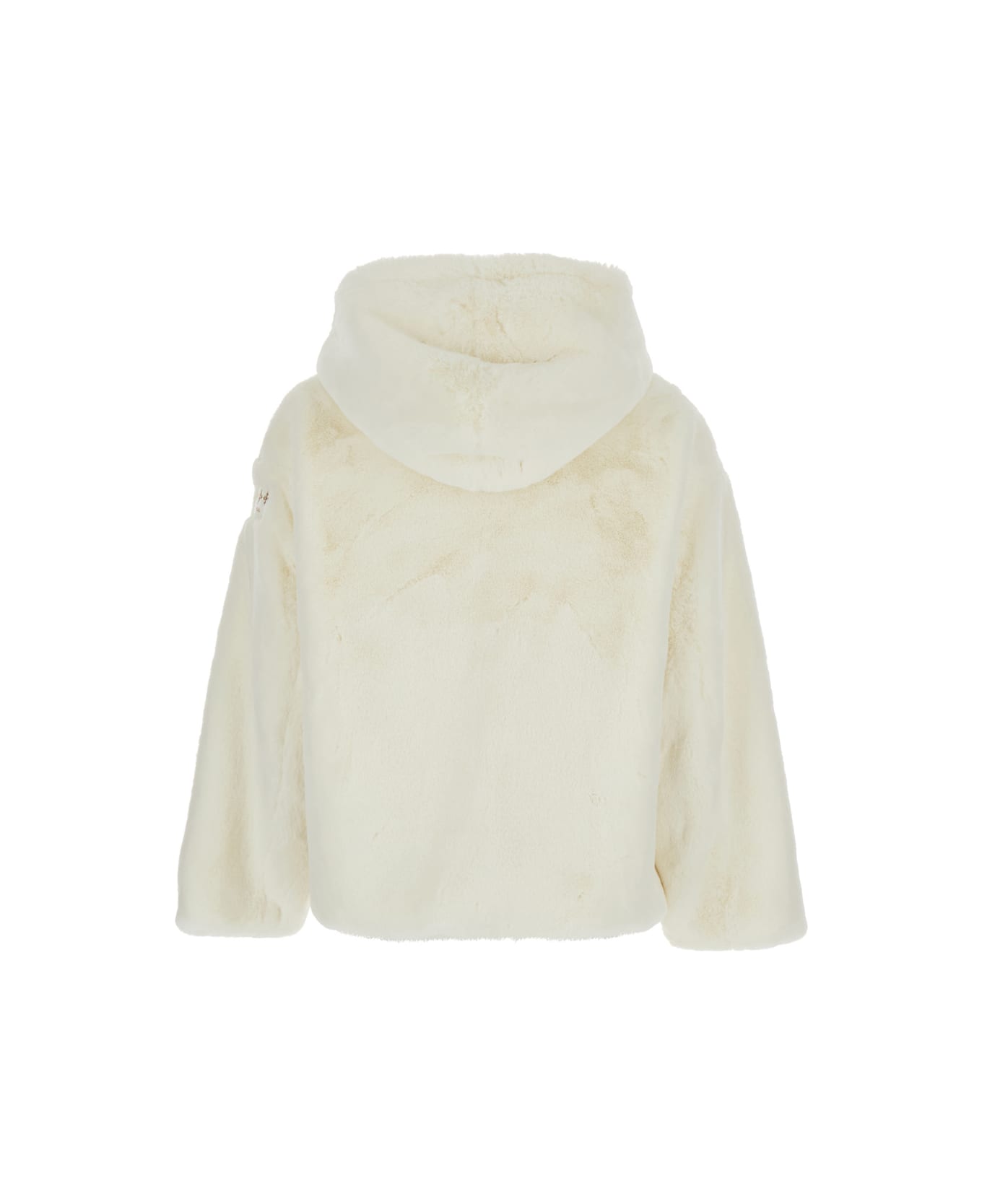 TATRAS 
yumola
 White Jacket With Drawstring Hood And Logo Patch On The Sleeve In Ecofur Woman - White