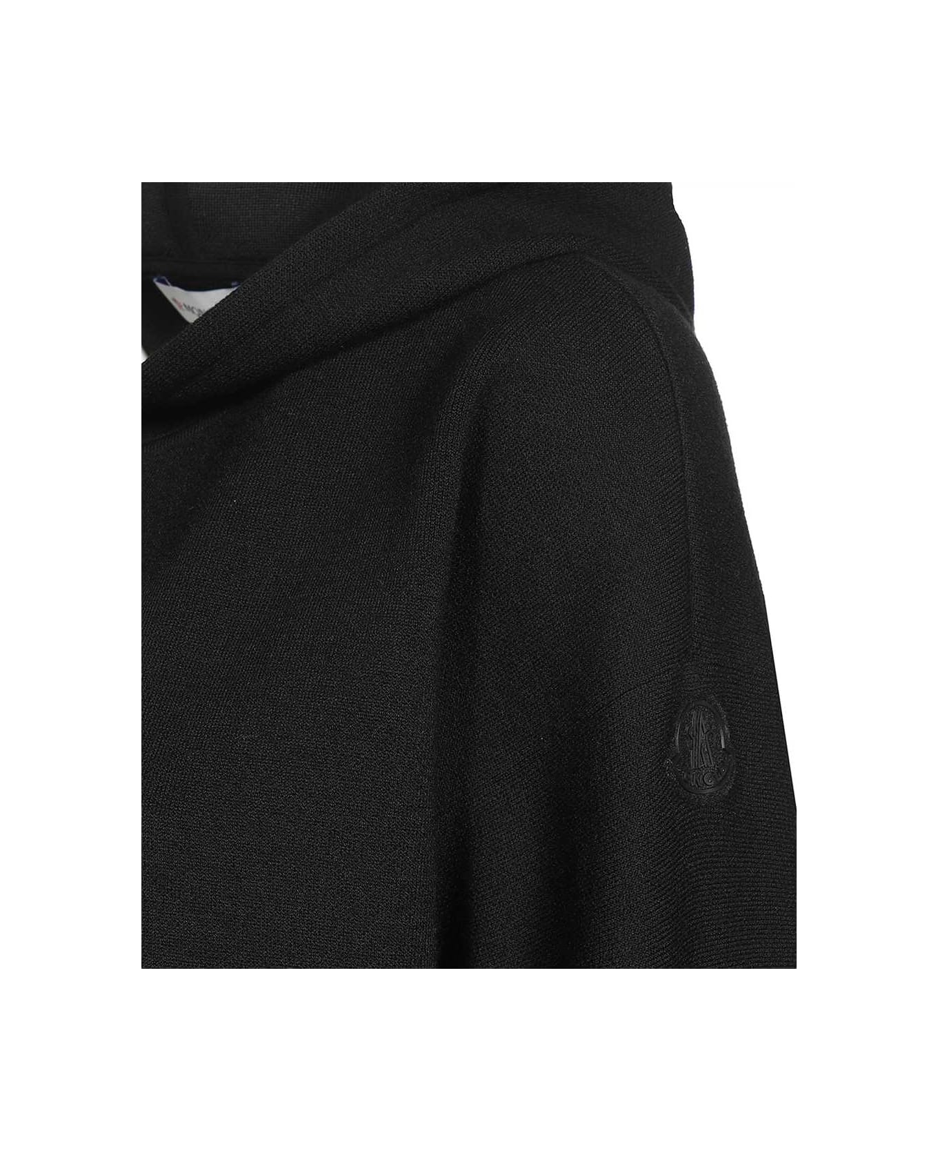 Moncler Knitted Full Zip Hoodie - black