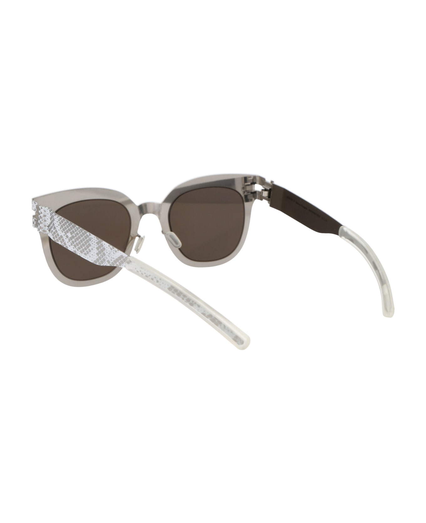 Mykita Mmtransfer002 Sunglasses - 241 Silver White Python Brown Flash