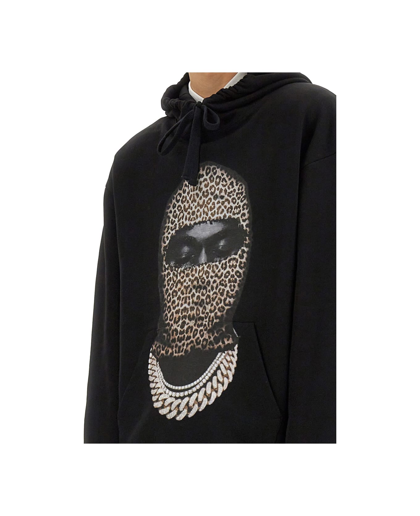 ih nom uh nit Leopard Mask Print Sweatshirt - BLACK