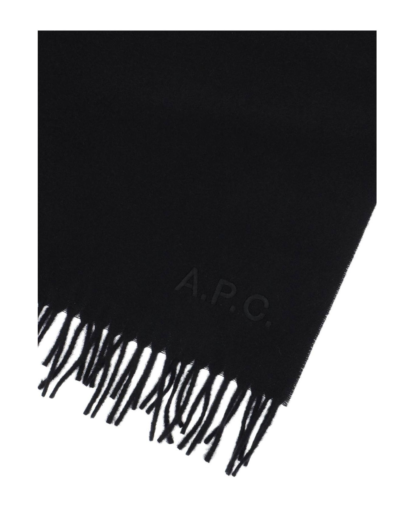A.P.C. 'ambroise Brodée' Wool Scarf - Black
