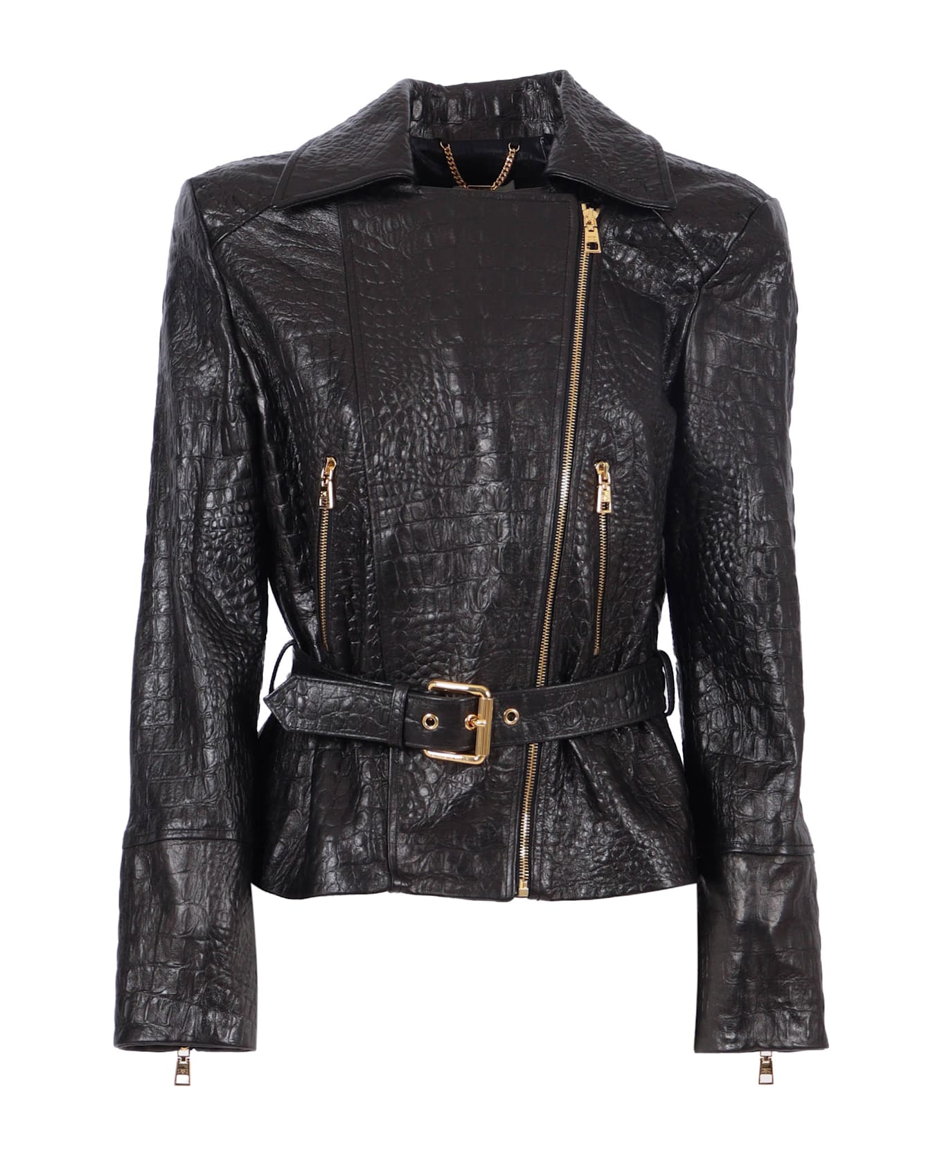 Elisabetta Franchi Women
s Leather Jacket - BLACK