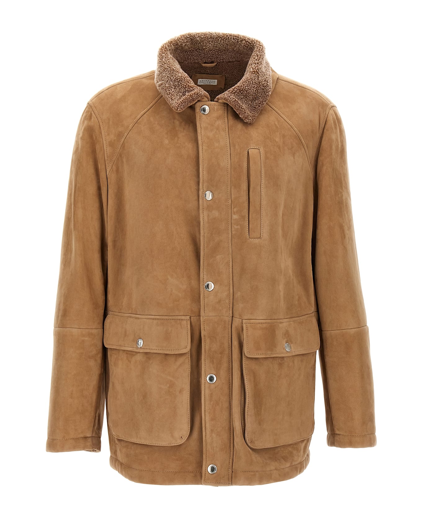 Brunello Cucinelli Single-breasted Sheepskin Jacket - Beige