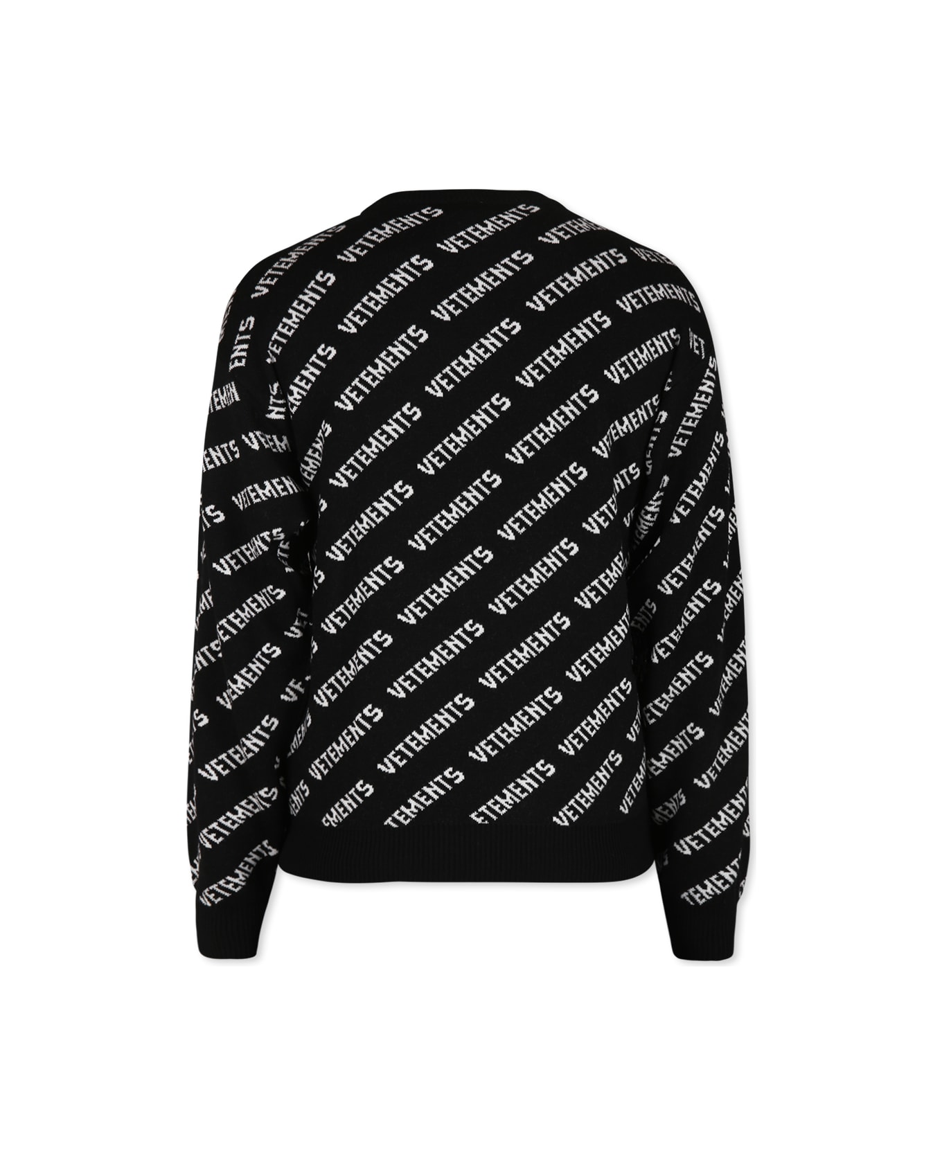 VETEMENTS Black Sweater For Kids With White Logo - Black