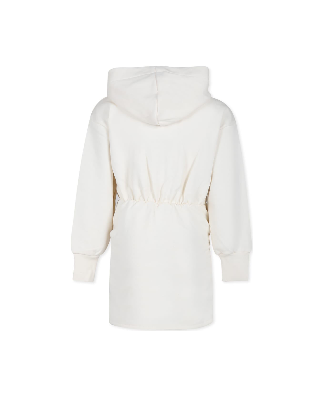 MSGM Ivory Dress For Girl With Logo - Ivory