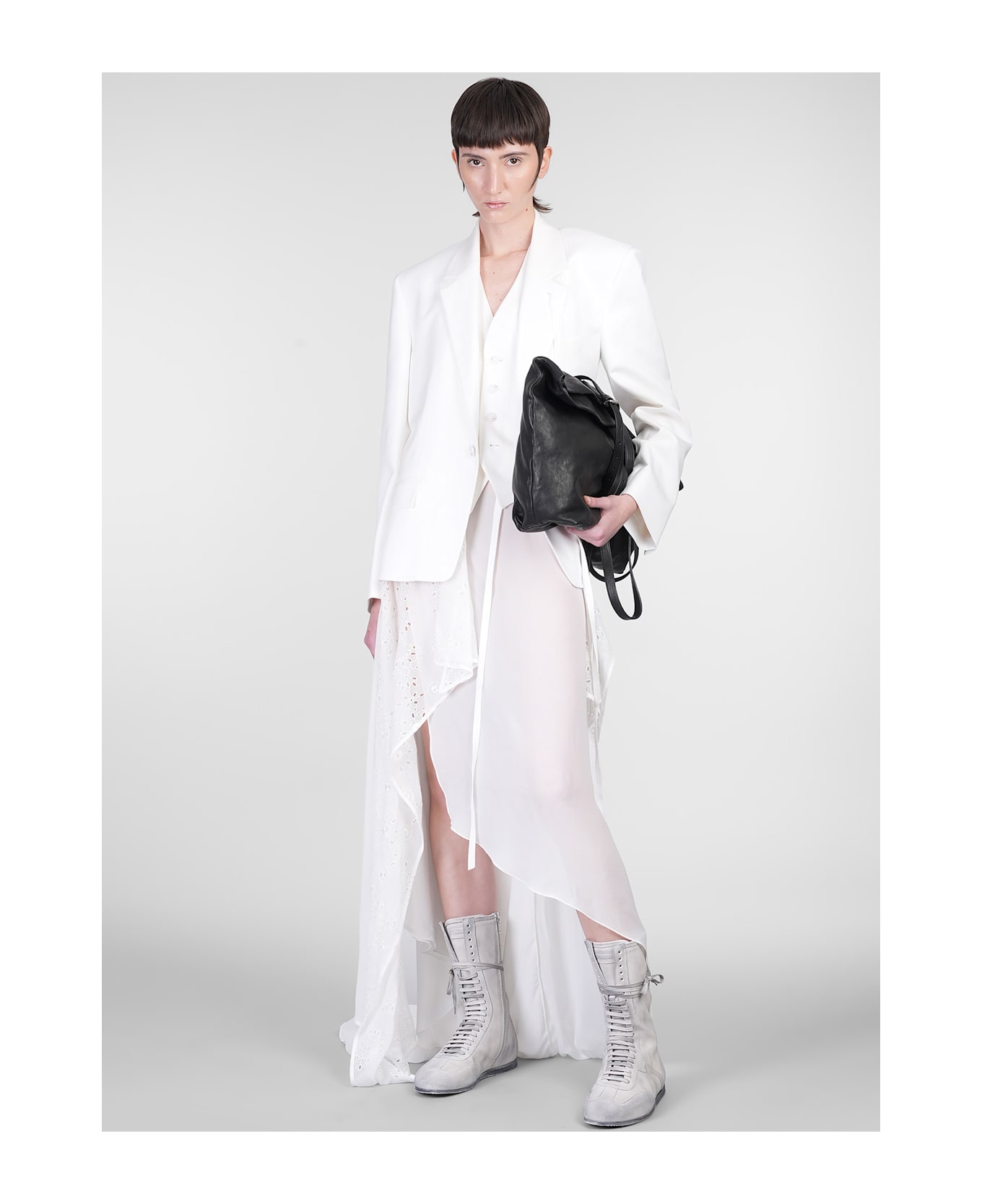 Ann Demeulemeester Sirka Skirt In White Silk - white