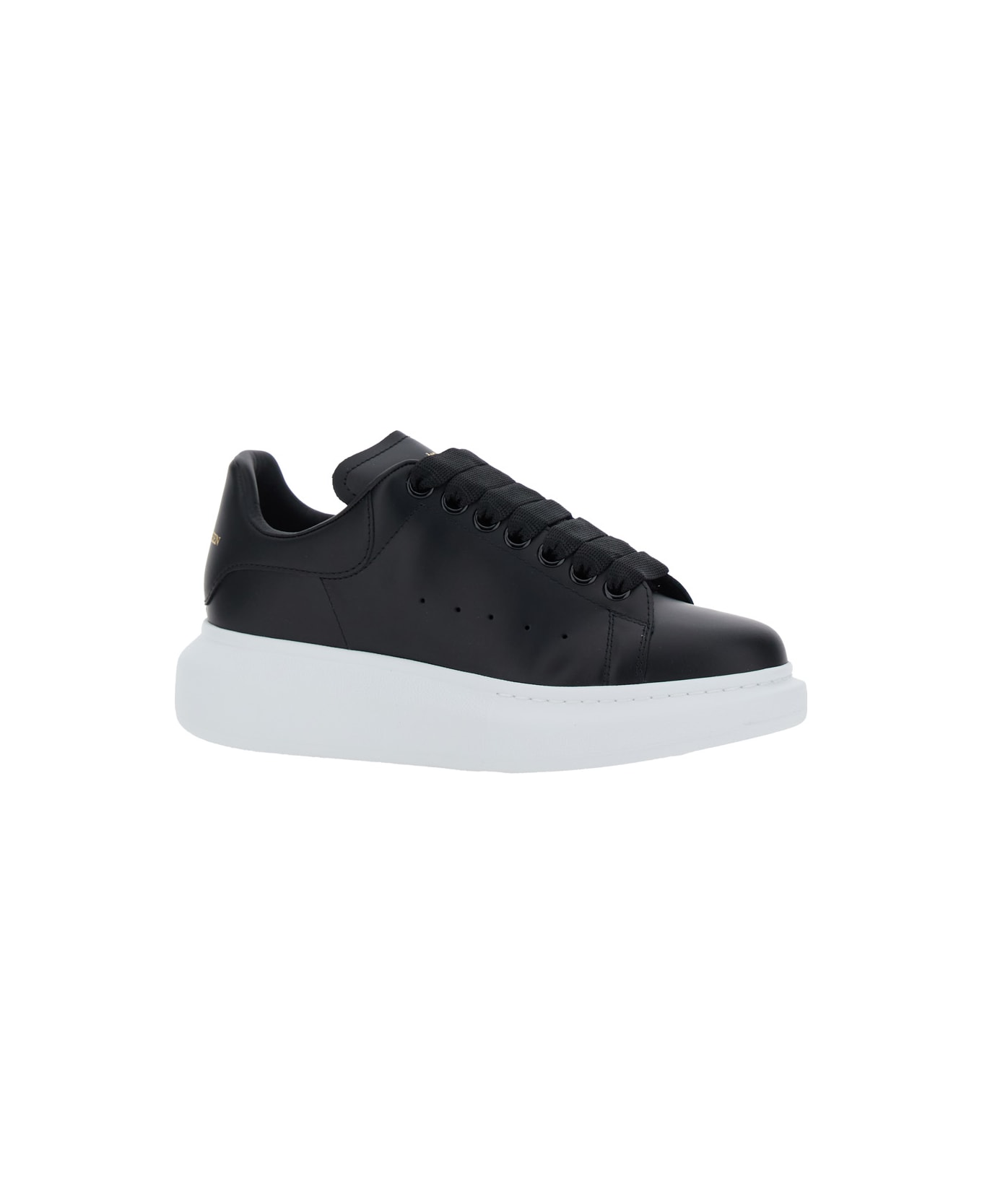 Alexander McQueen Black Low Top Sneakers With Logo Lettering On Tongue And Heel In Leather Woman - Black
