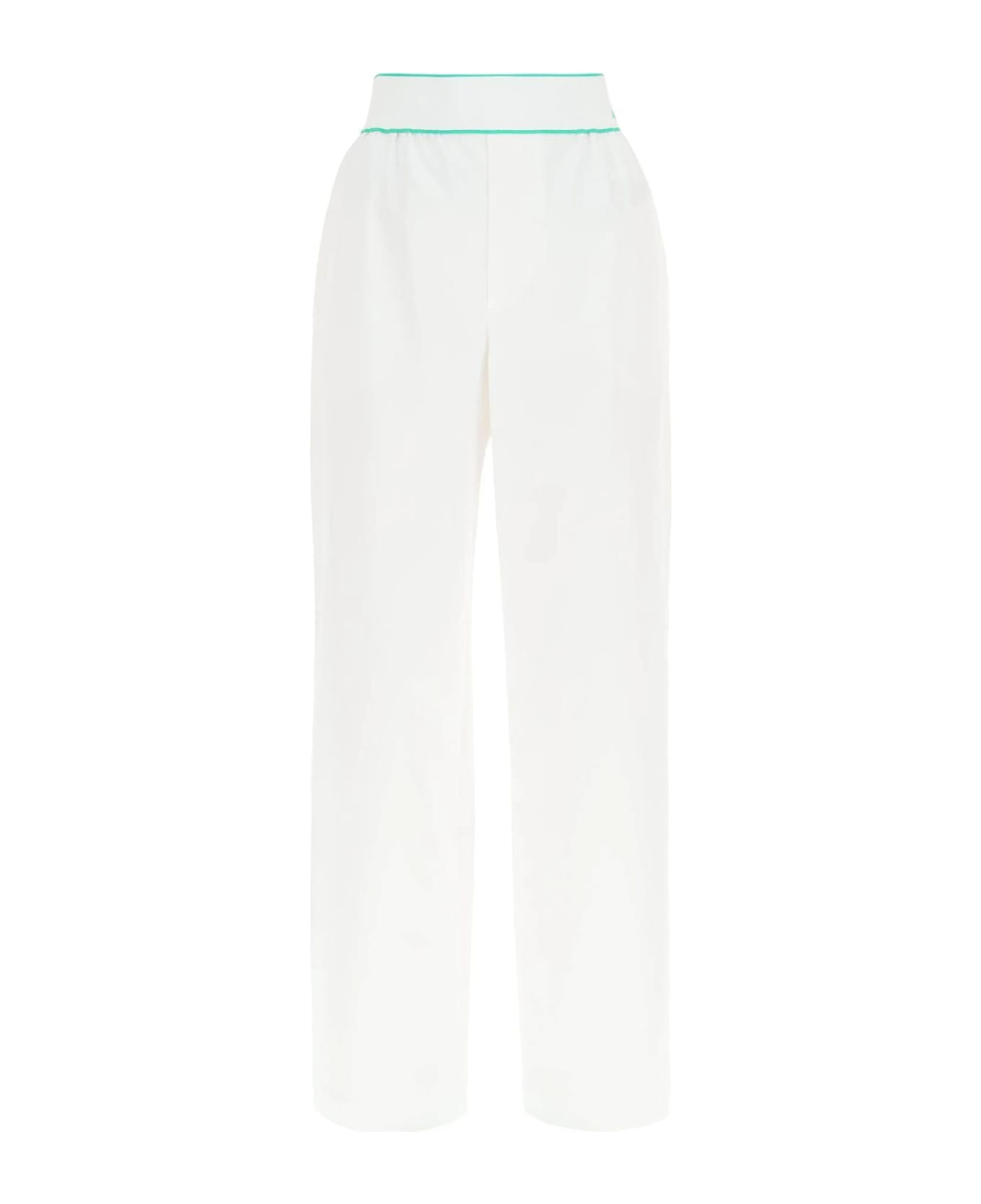 Bottega Veneta Cotton Trousers With Logo - WHITE