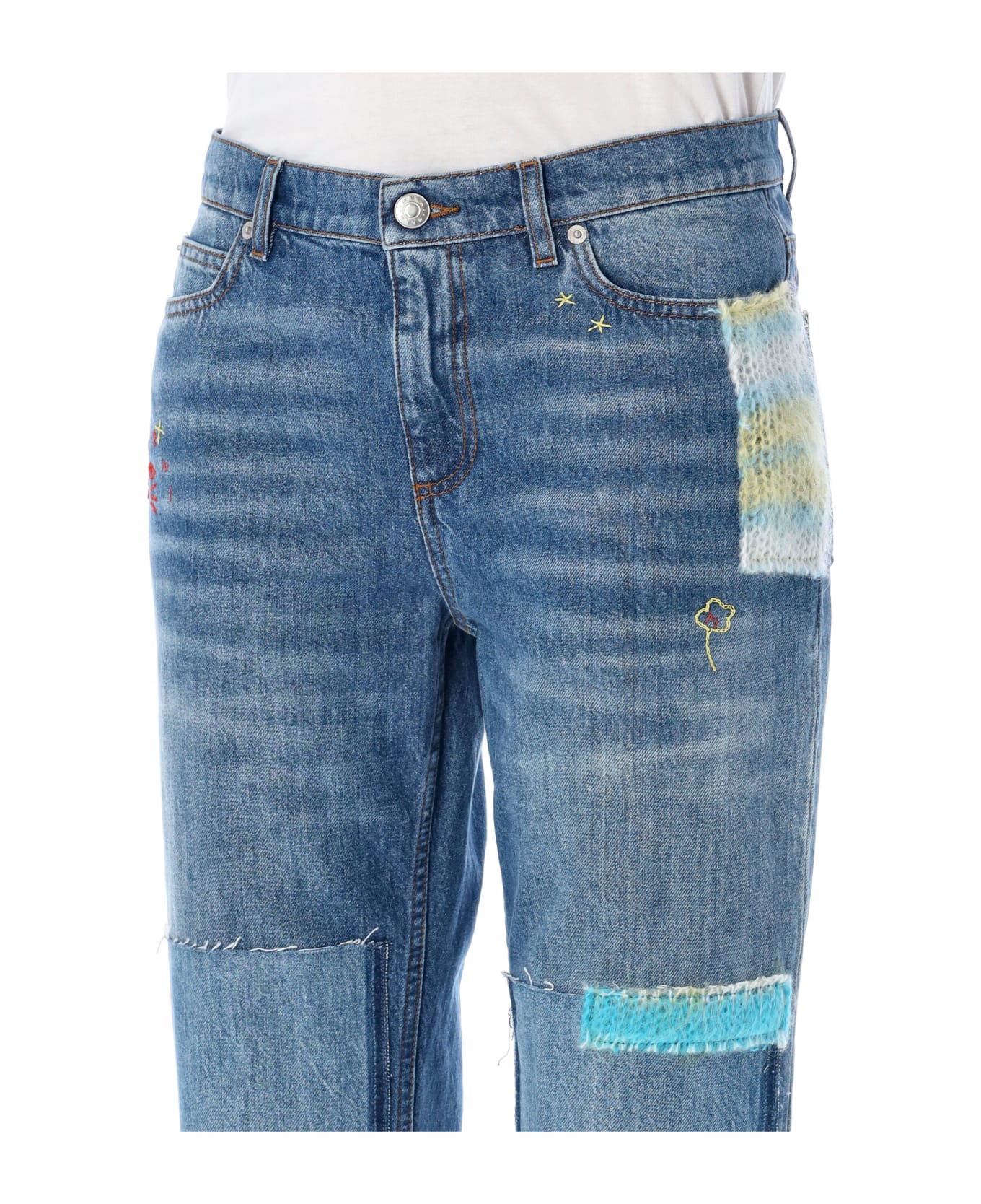 Marni Mohair Patches Jeans - BLUE MIX