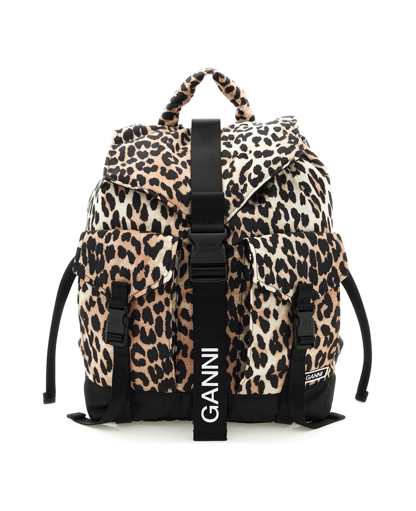 Ganni 
leo
 Multicolor Recycled Polyester Backpack - LEOPARD (Beige)