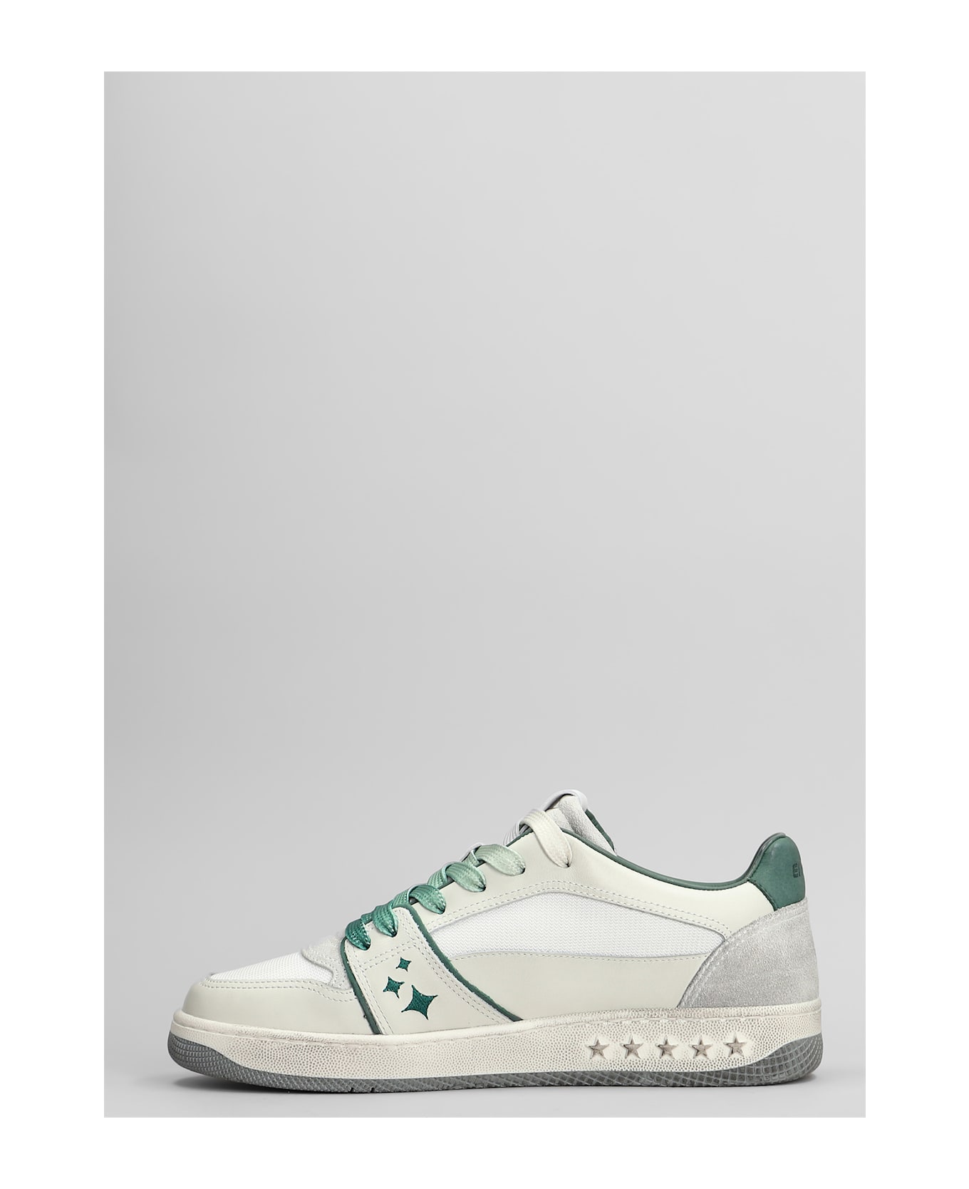 Enterprise Japan Egg Rocket Sneakers In White Leather And Fabric - white